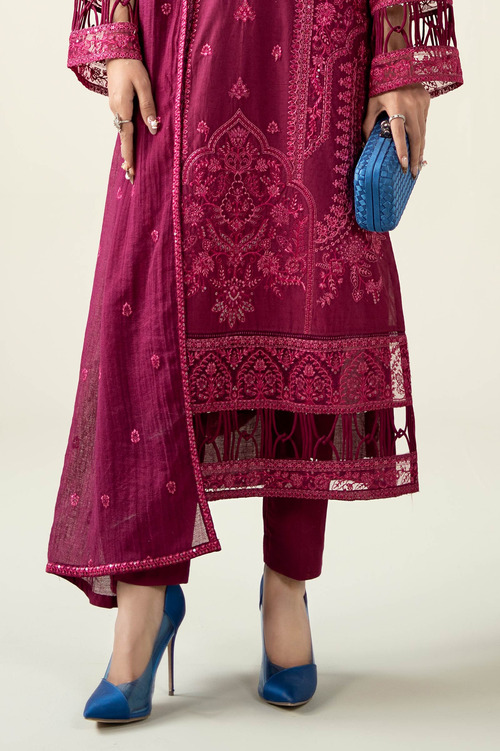Maria B | Luxury Winter Pret 25 | DW-PF25-23-Magenta - Official Maria B stockist in UK - Sakeena London