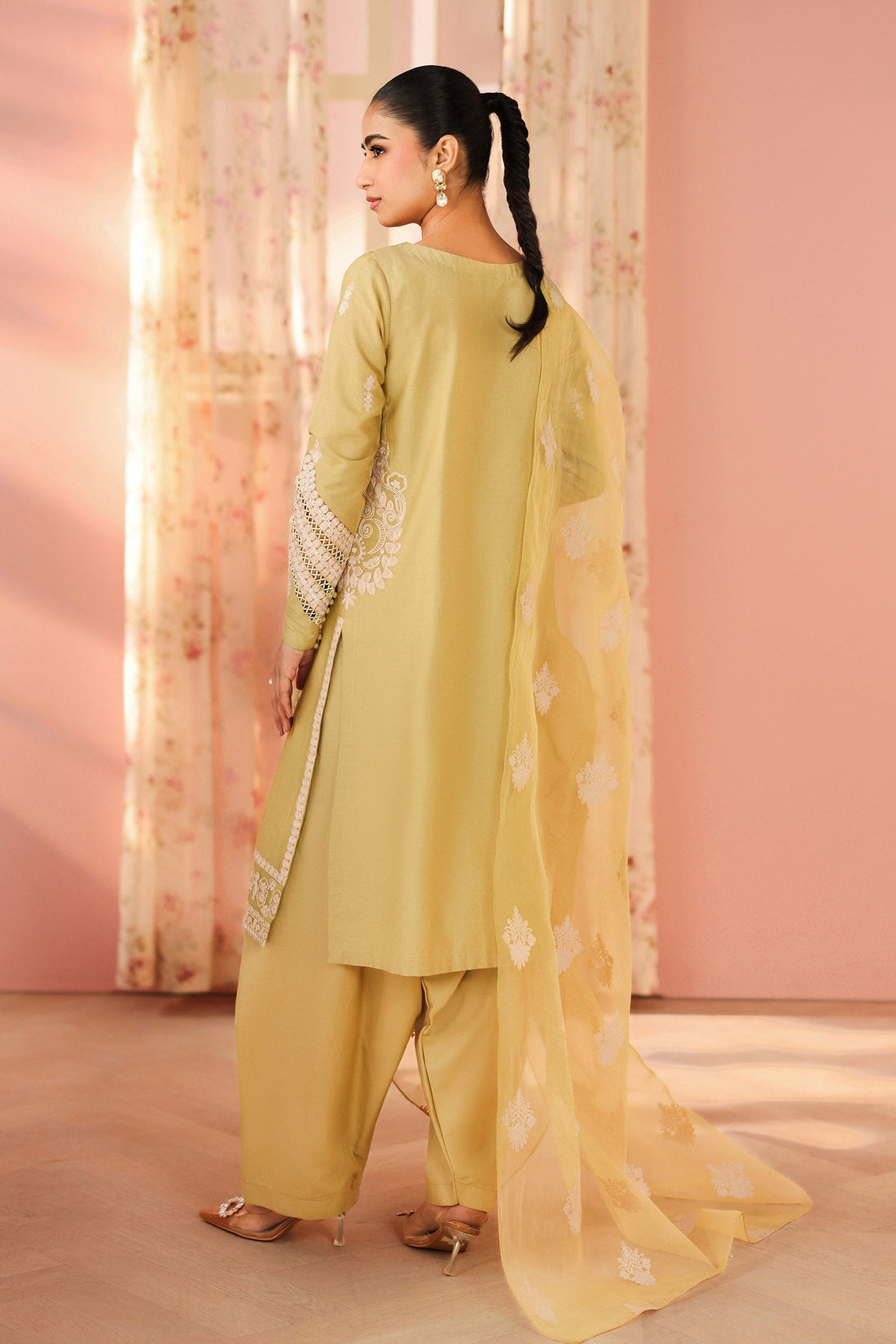 Maria B | Luxury Winter Pret 25 | DW-PF25-34-Light Green - Official Maria B stockist in UK - Sakeena London