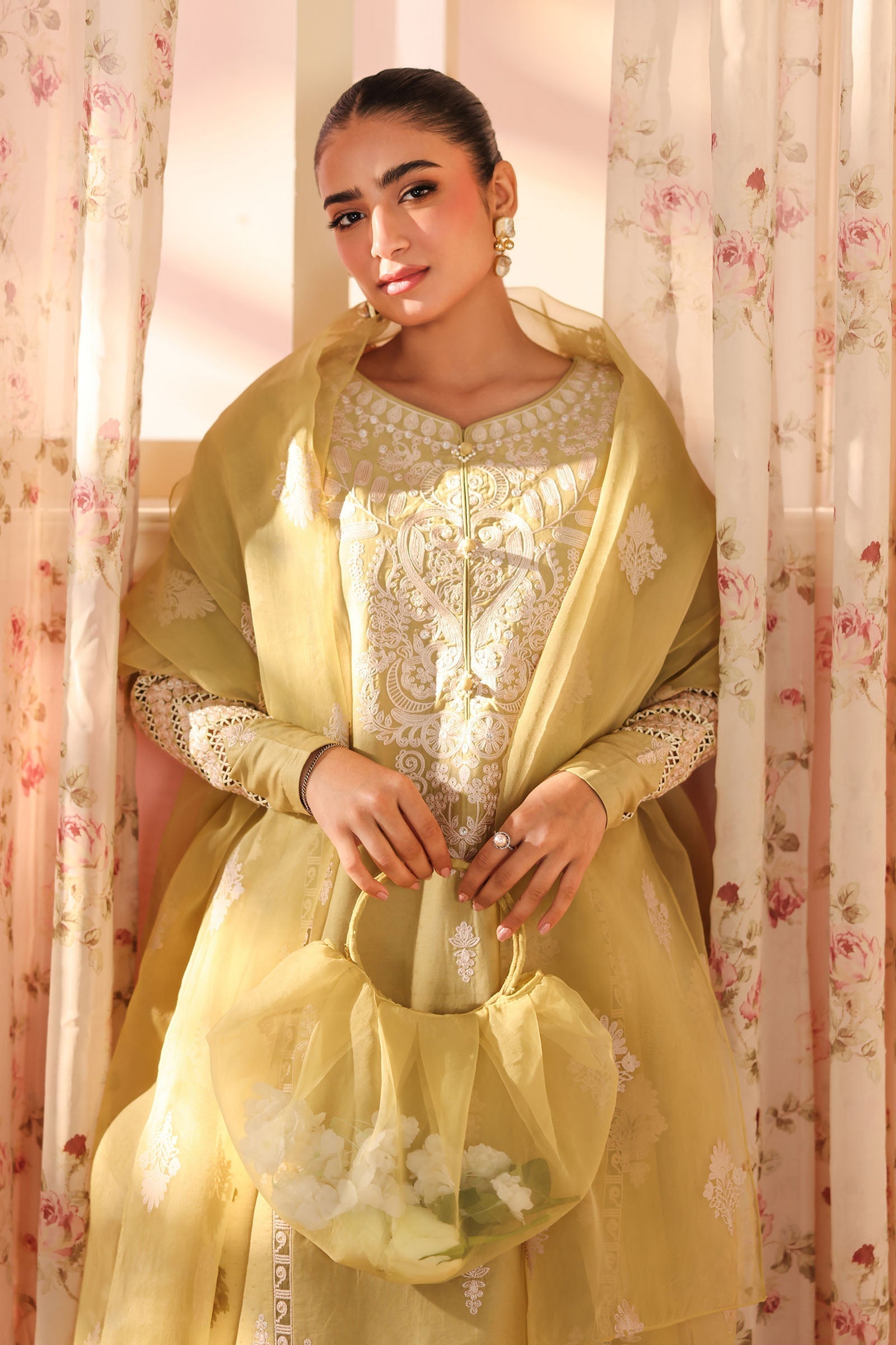 Maria B | Luxury Winter Pret 25 | DW-PF25-34-Light Green - Official Maria B stockist in UK - Sakeena London
