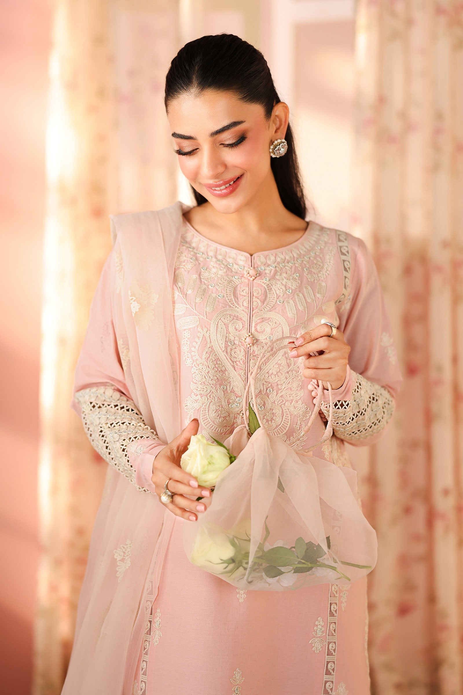 Maria B | Luxury Winter Pret 25 | DW-PF25-34-Pink - Official Maria B stockist in UK - Sakeena London