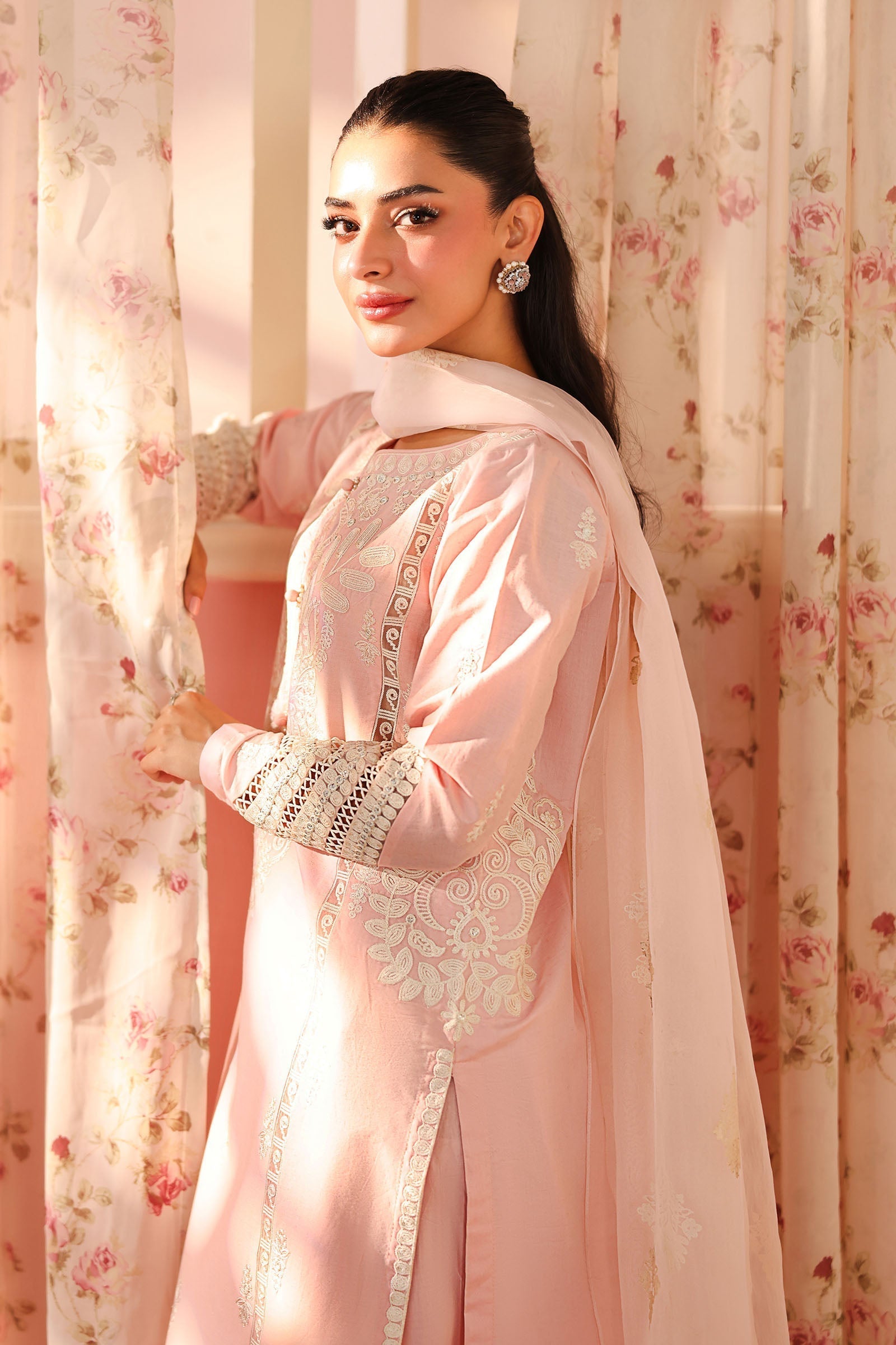 Maria B | Luxury Winter Pret 25 | DW-PF25-34-Pink - Official Maria B stockist in UK - Sakeena London