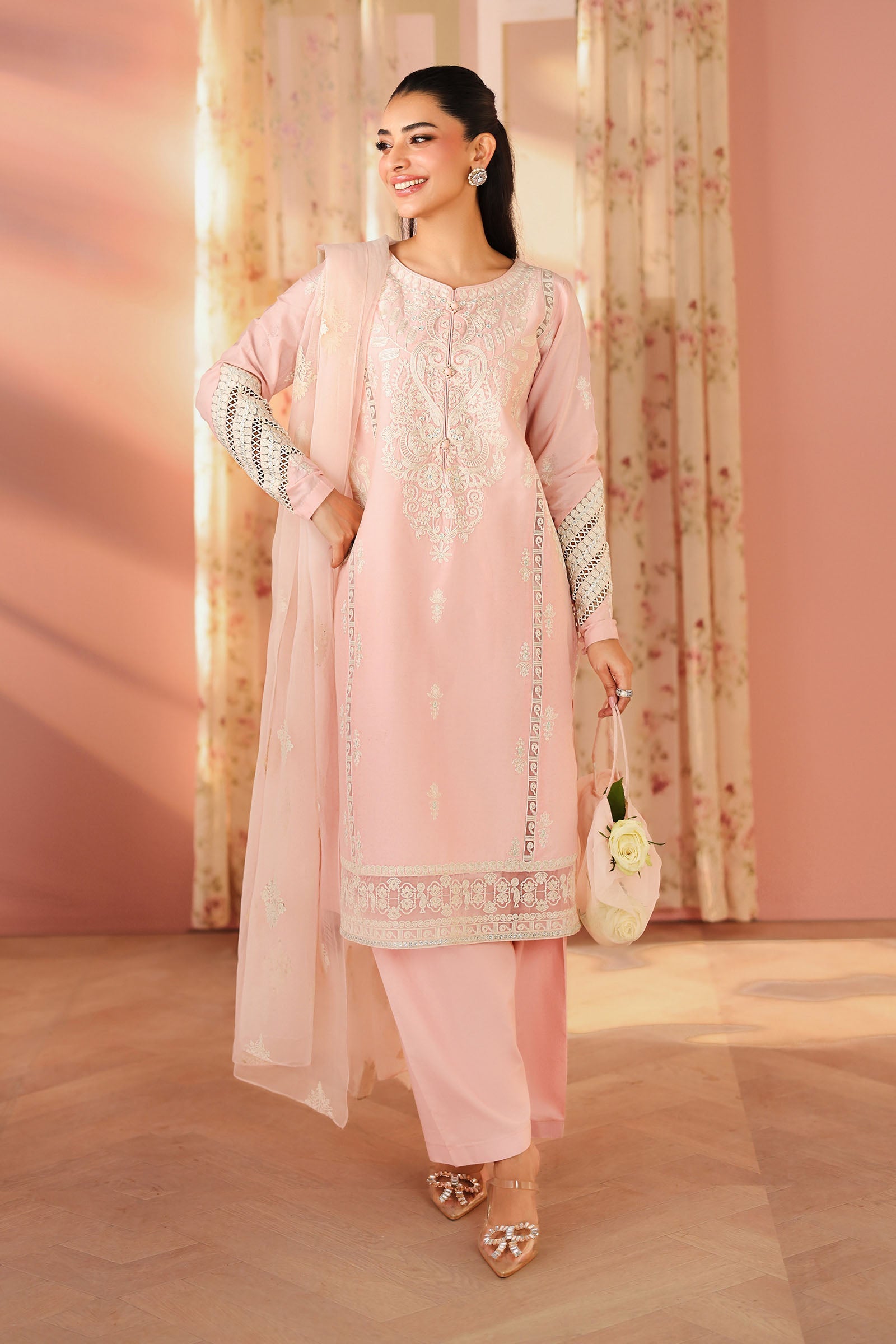 Maria B | Pre Fall Dresses | 3 Piece Embroidered Dobby Suit DD - Official Maria B stockist in UK - Sakeena London