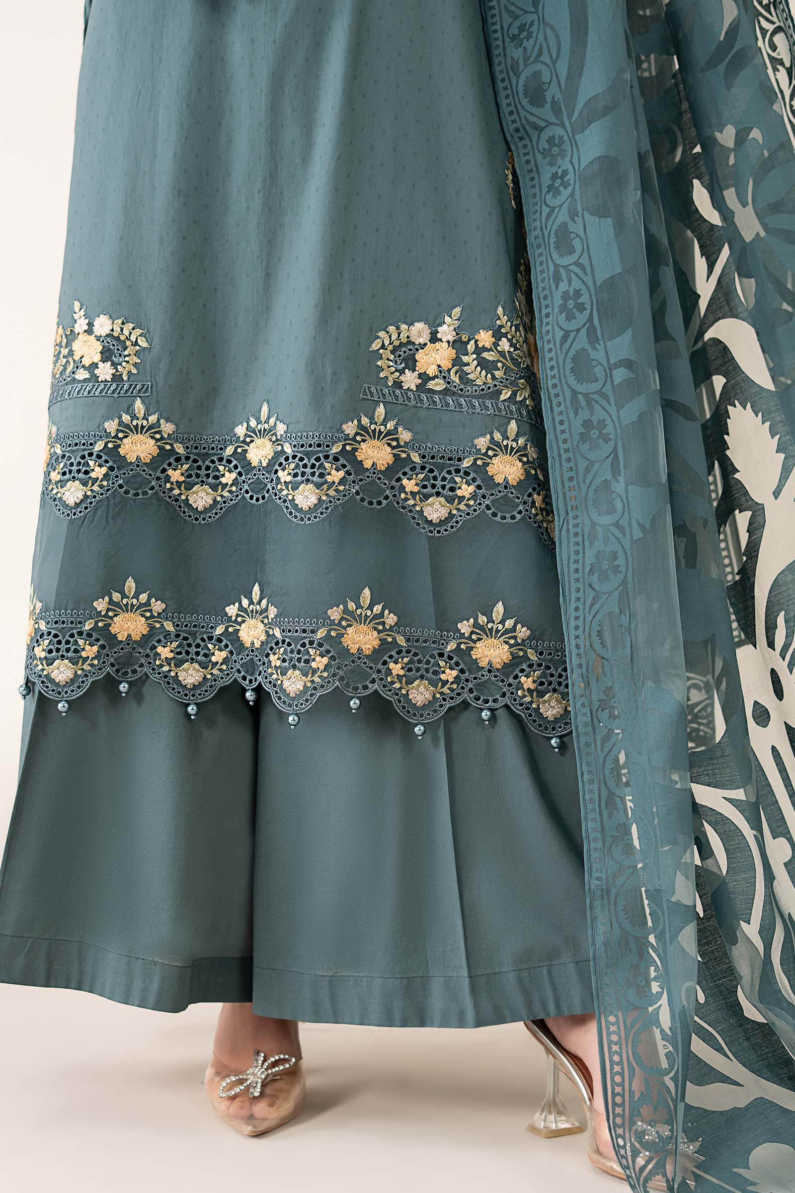 Maria B | Luxury Winter Pret 25 | DW-PF25-03-Tea - Official Maria B stockist in UK - Sakeena London