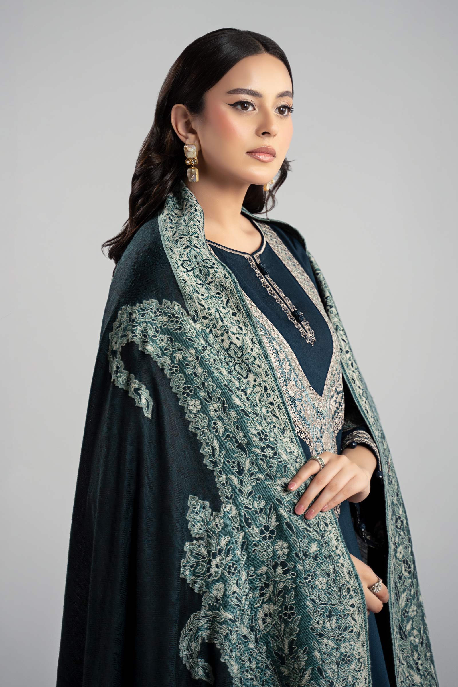 Maria B | Luxury Winter Pret 25 | DW-W24-102R1-Blue - Official Maria B stockist in UK - Sakeena London