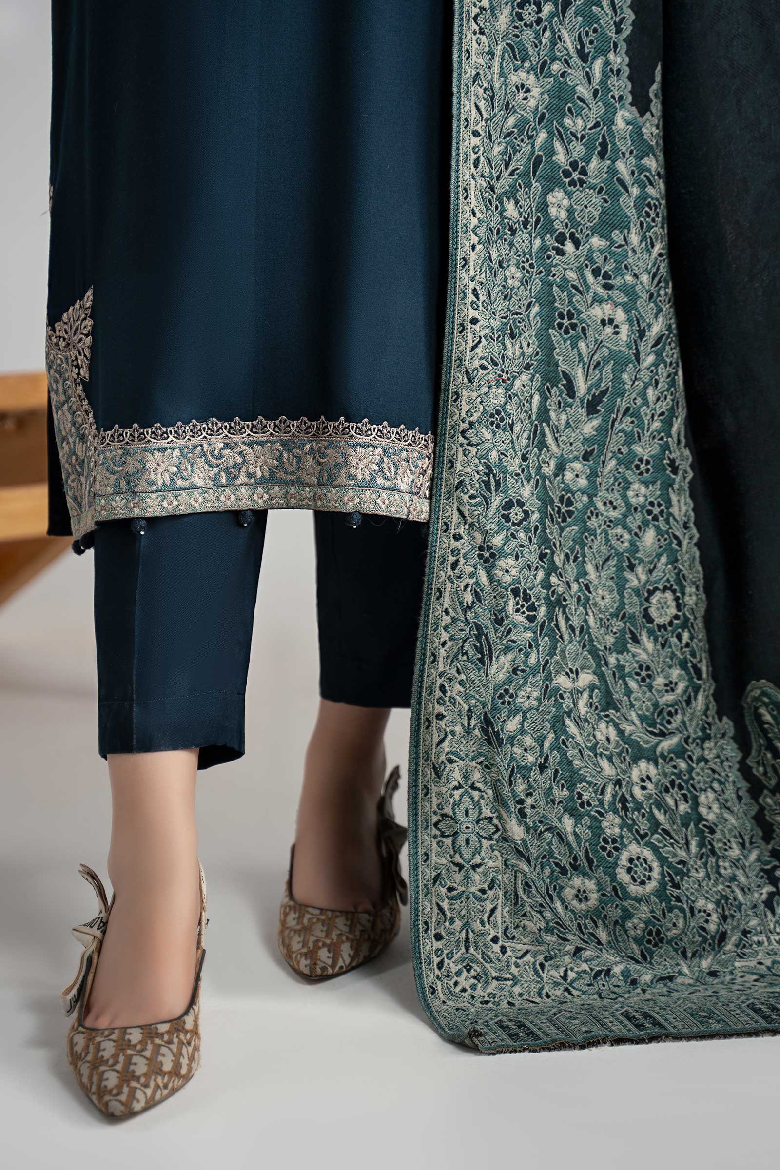 Maria B | Luxury Winter Pret 25 | DW-W24-102R1-Blue - Official Maria B stockist in UK - Sakeena London