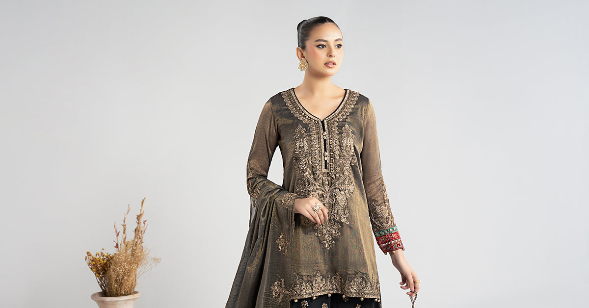 Maria B | Luxury Winter Pret 25 | DW-W25-01-Black - Official Maria B stockist in UK - Sakeena London
