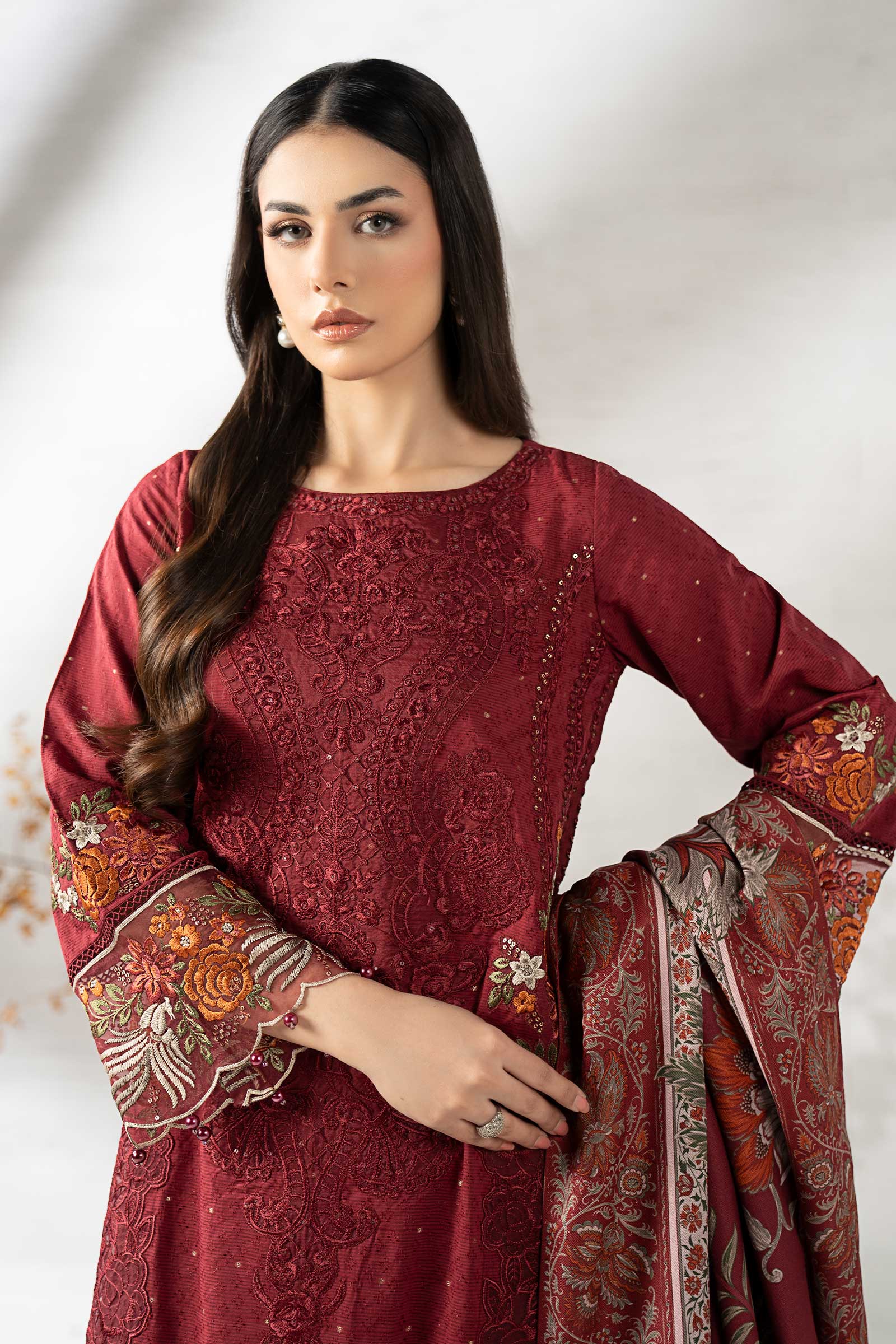 Maria B | Pre Fall 25 | DW-W25-06-Maroon - Official Maria B stockist in UK - Sakeena London