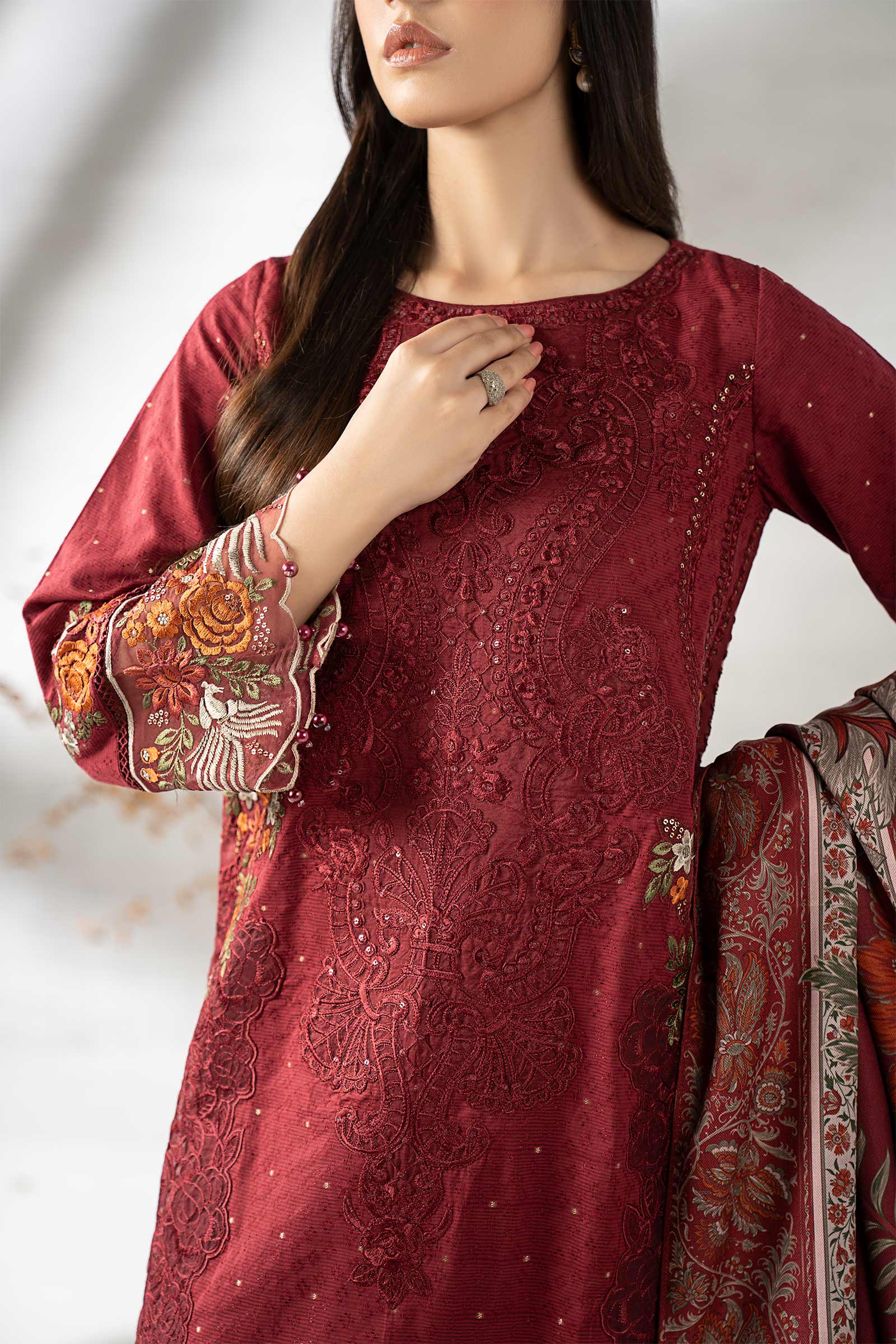 Maria B | Pre Fall 25 | DW-W25-06-Maroon - Official Maria B stockist in UK - Sakeena London