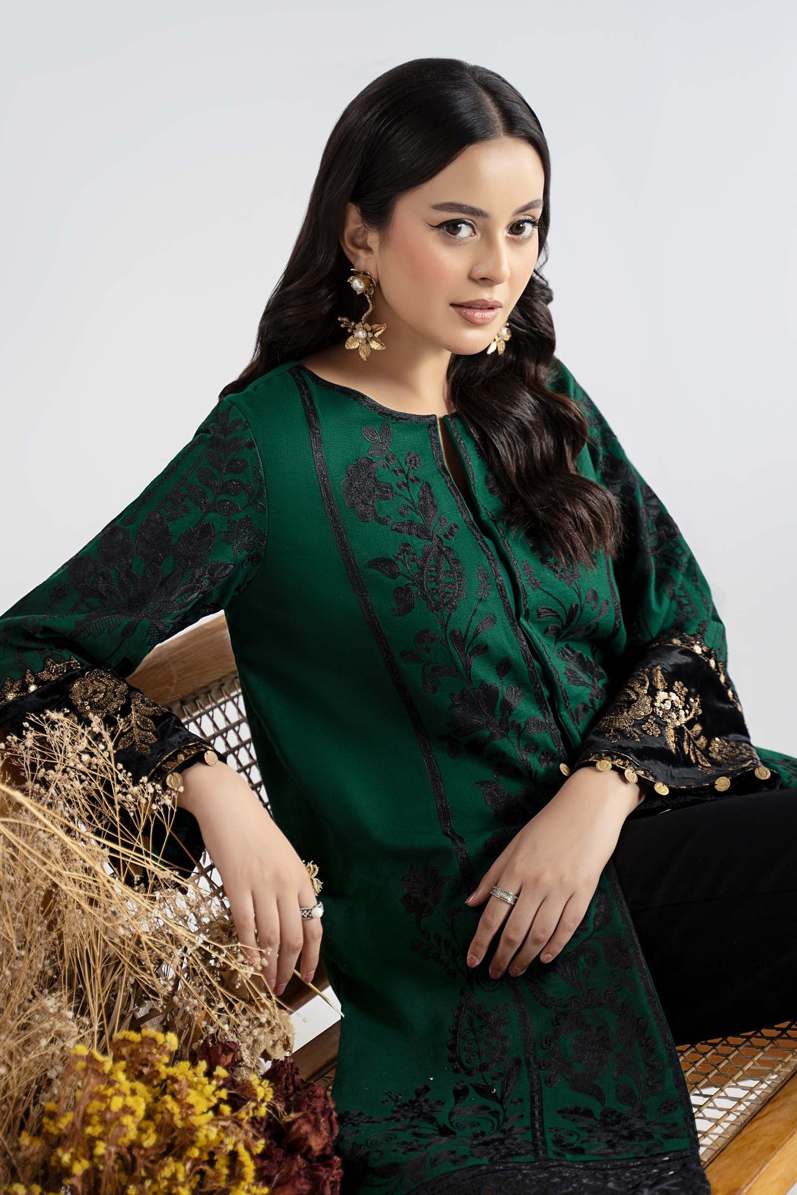 Maria B | Pre Fall 25 | DW-W25-18-Green - Official Maria B stockist in UK - Sakeena London