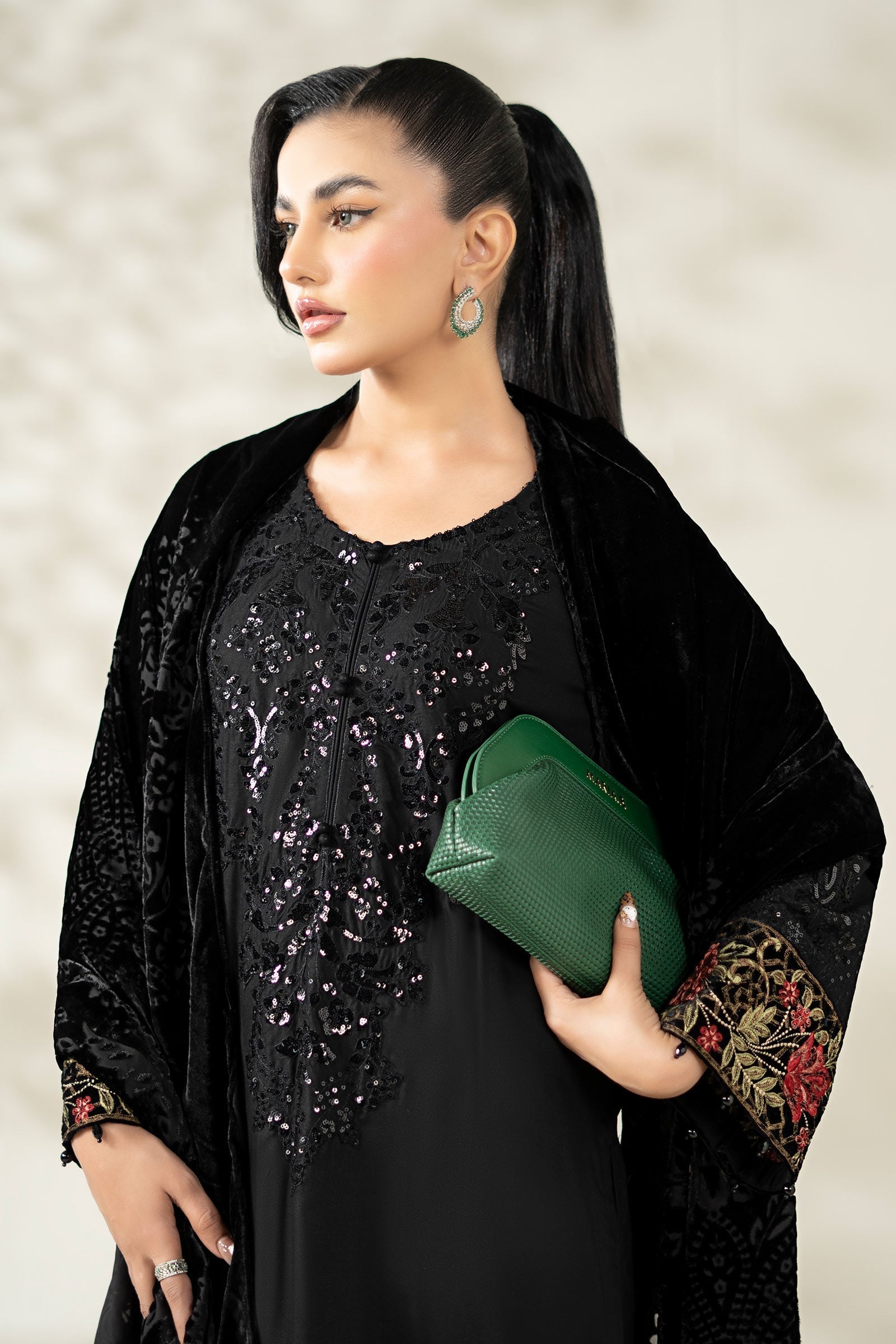Maria B | Luxury Winter Pret 25 | DW-W25-20-Black - Official Maria B stockist in UK - Sakeena London