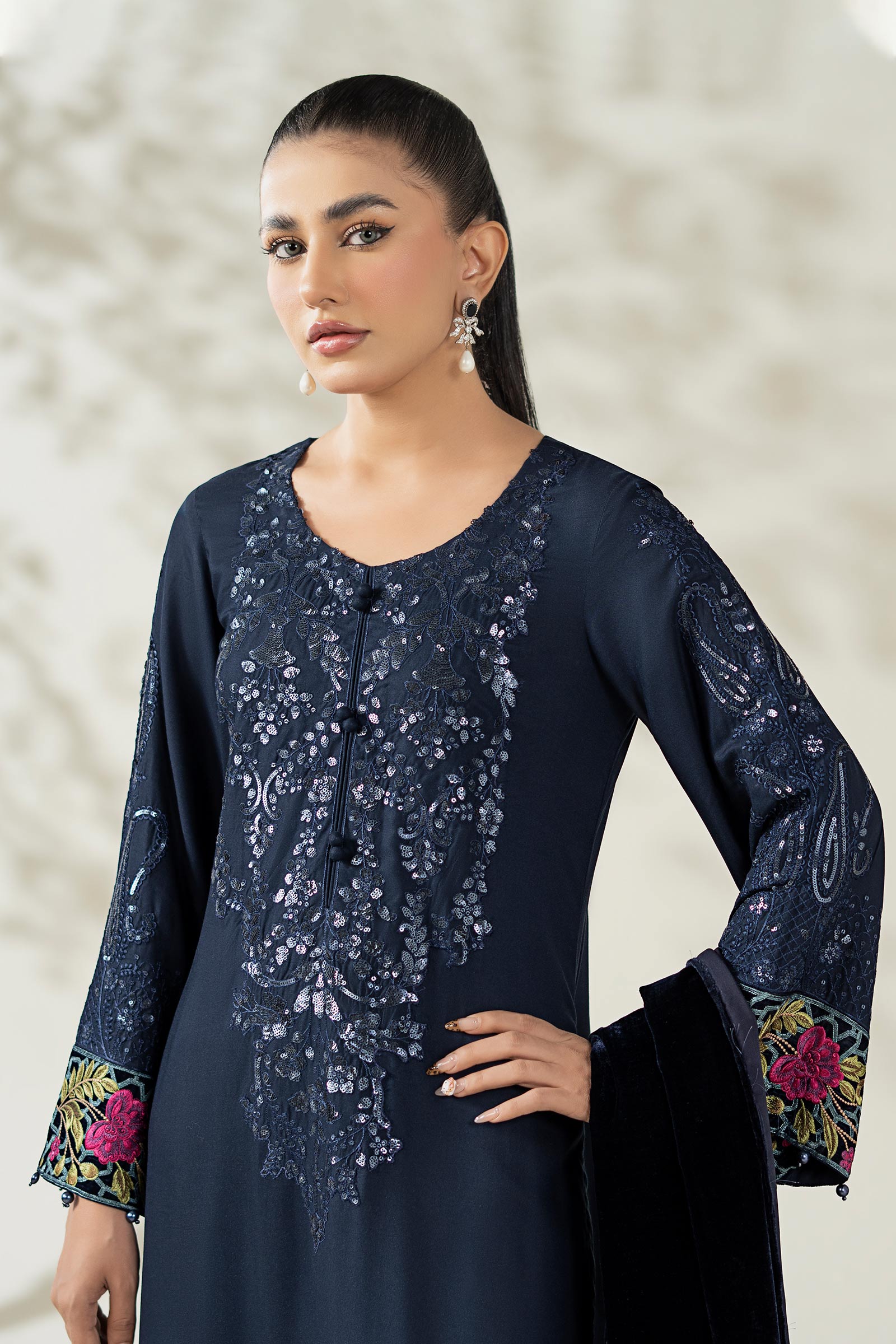 Maria B | Luxury Winte r Pret 25 |DW-W25-20-Blue - Official Maria B stockist in UK - Sakeena London