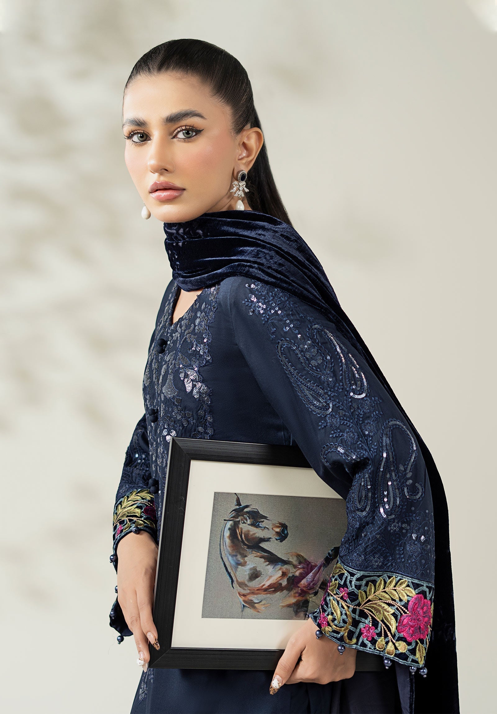 Maria B | Luxury Winte r Pret 25 |DW-W25-20-Blue - Official Maria B stockist in UK - Sakeena London