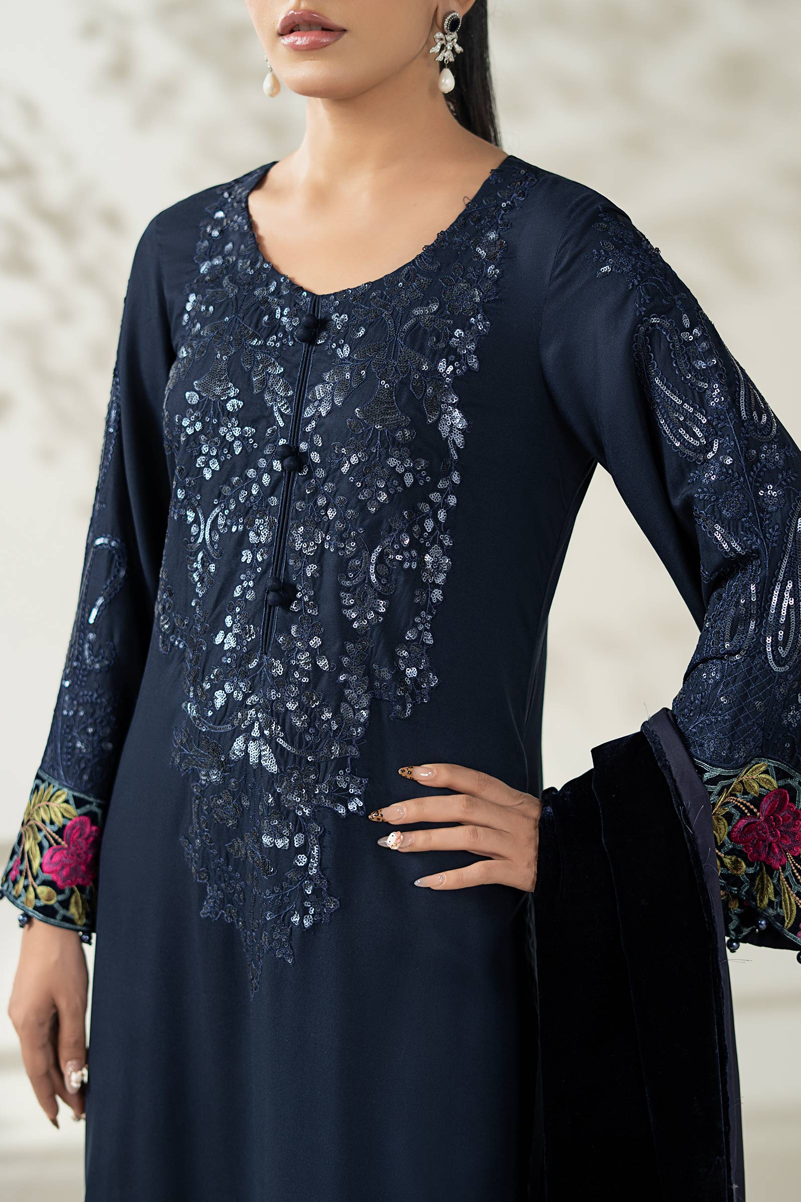 Maria B | Luxury Winte r Pret 25 |DW-W25-20-Blue - Official Maria B stockist in UK - Sakeena London
