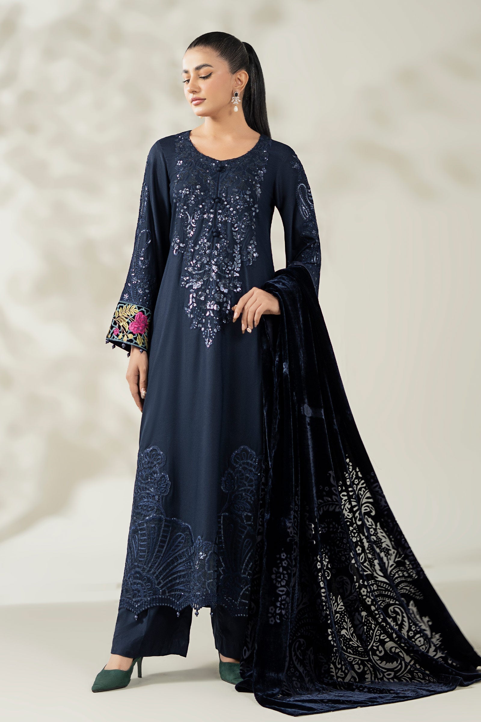 Maria B | Luxury Winte r Pret 25 |DW-W25-20-Blue - Official Maria B stockist in UK - Sakeena London