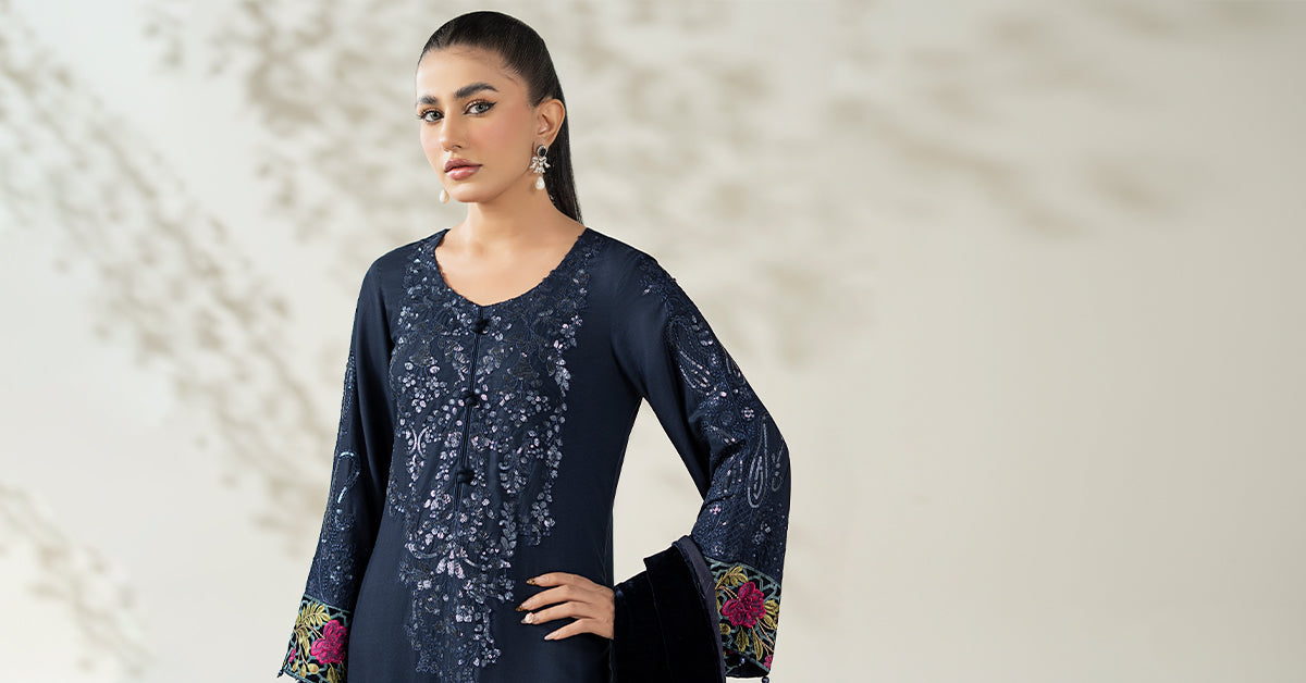 Maria B | Luxury Winte r Pret 25 |DW-W25-20-Blue - Official Maria B stockist in UK - Sakeena London