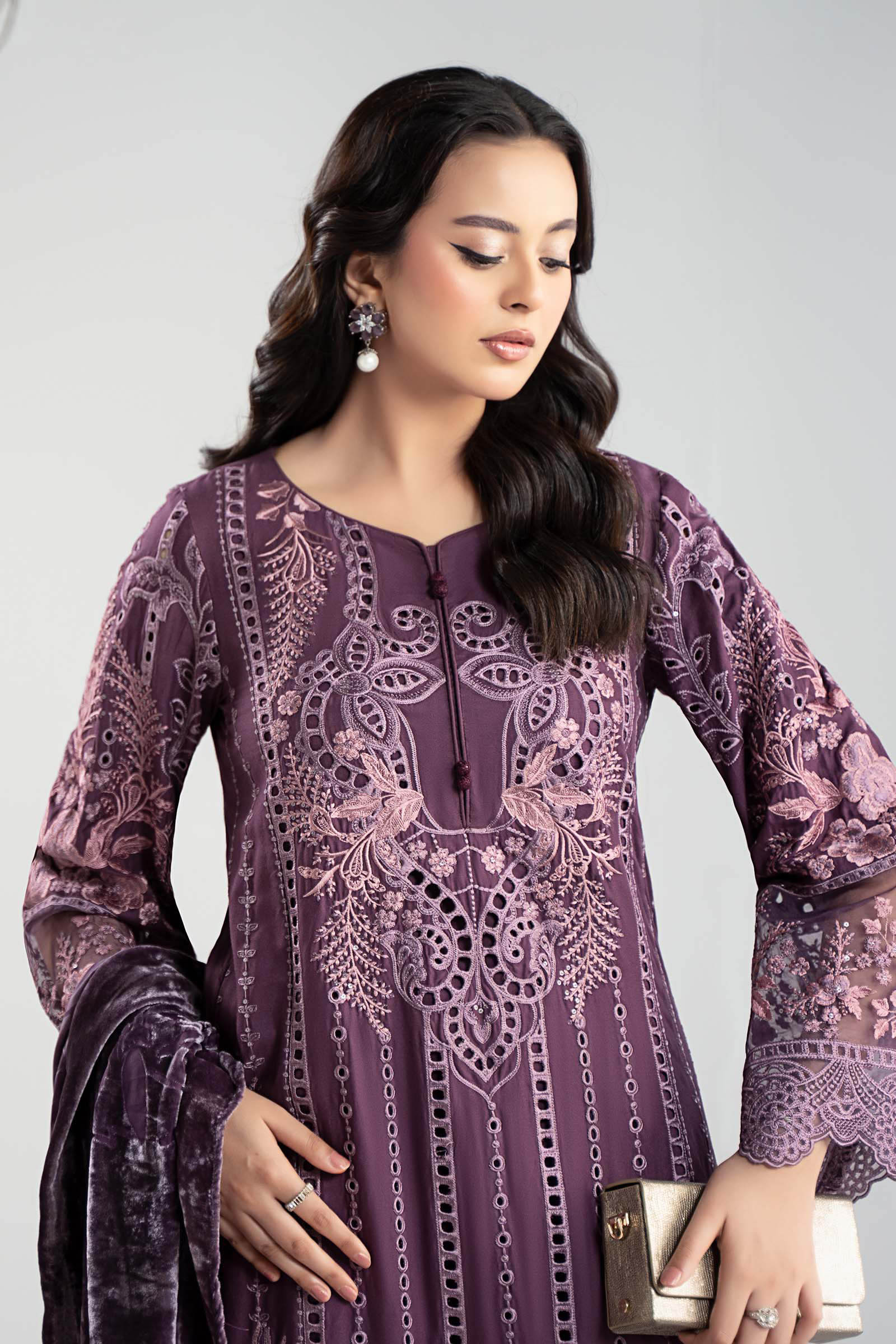 Maria B | Luxury Winter Pret 25 | DW-W25-24-Purple - Official Maria B stockist in UK - Sakeena London