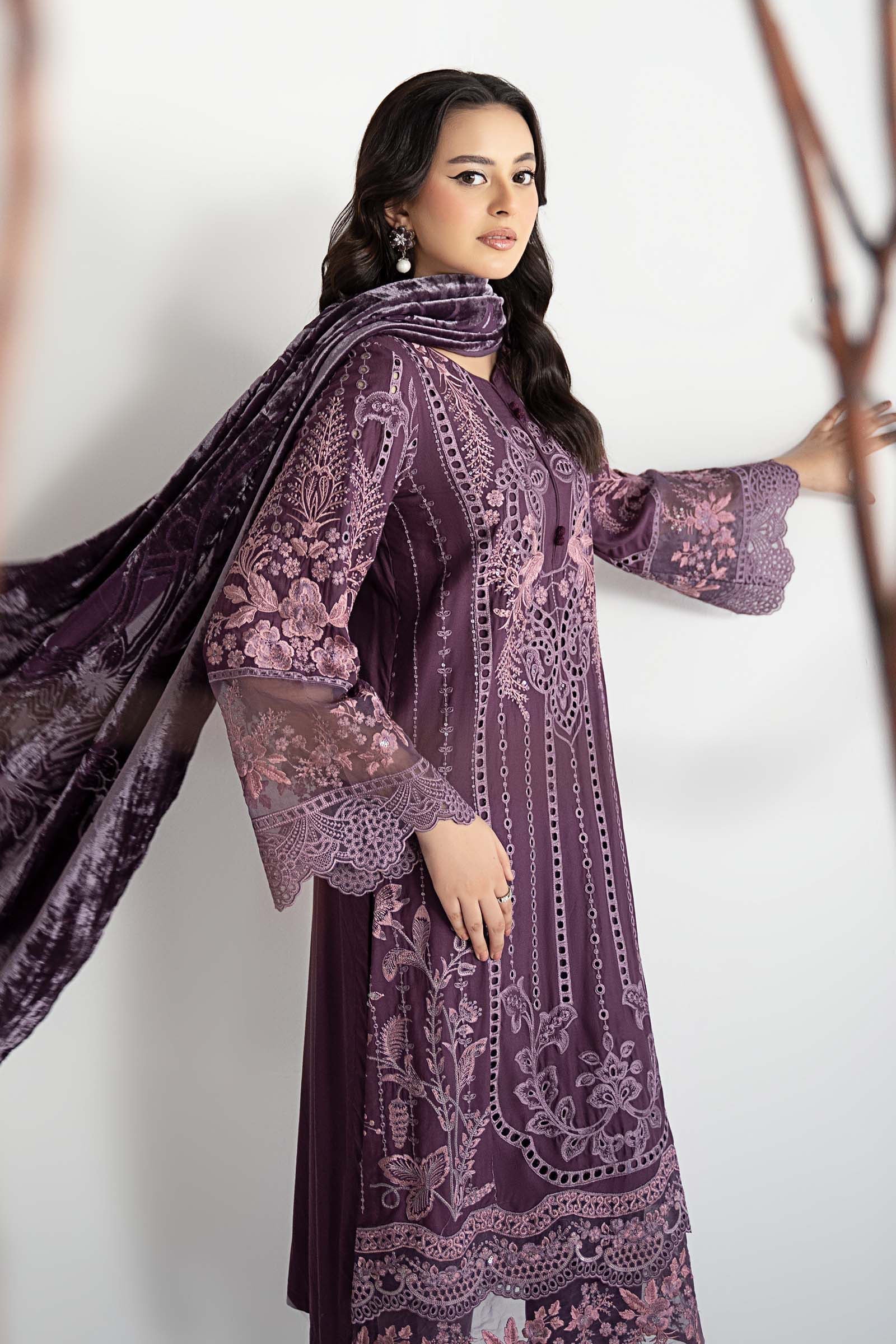 Maria B | Luxury Winter Pret 25 | DW-W25-24-Purple - Official Maria B stockist in UK - Sakeena London