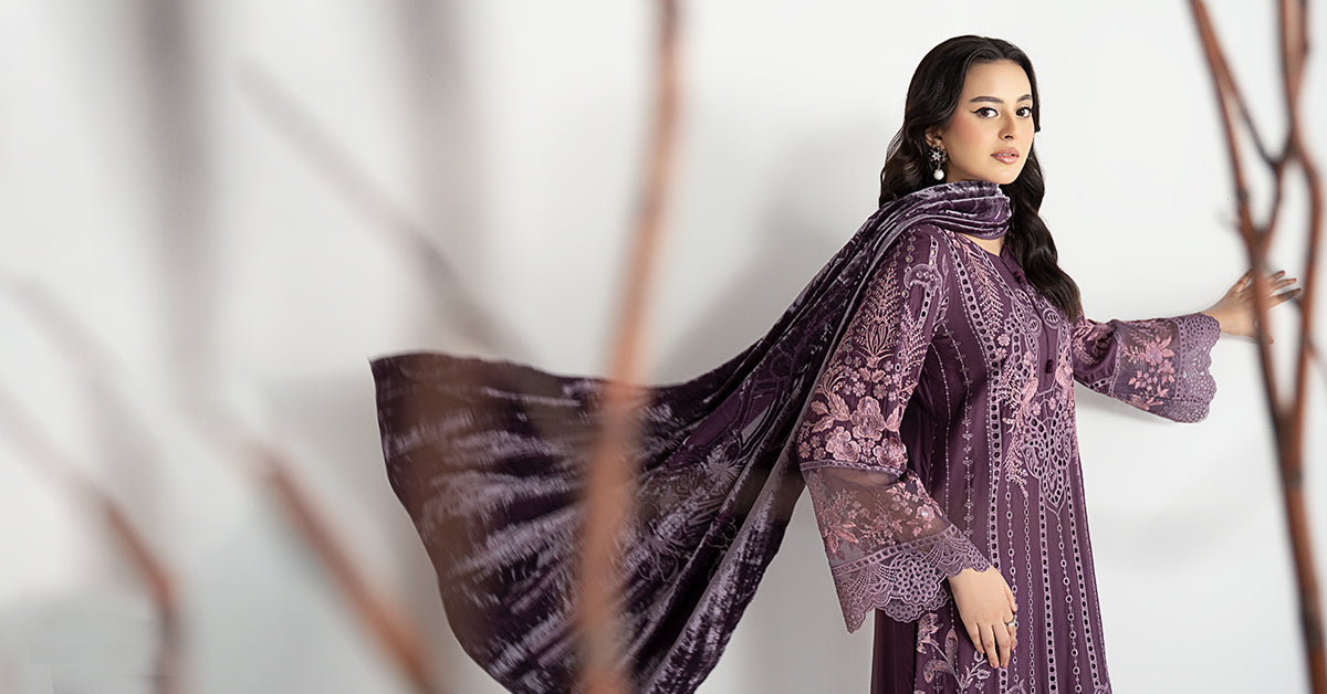 Maria B | Luxury Winter Pret 25 | DW-W25-24-Purple - Official Maria B stockist in UK - Sakeena London