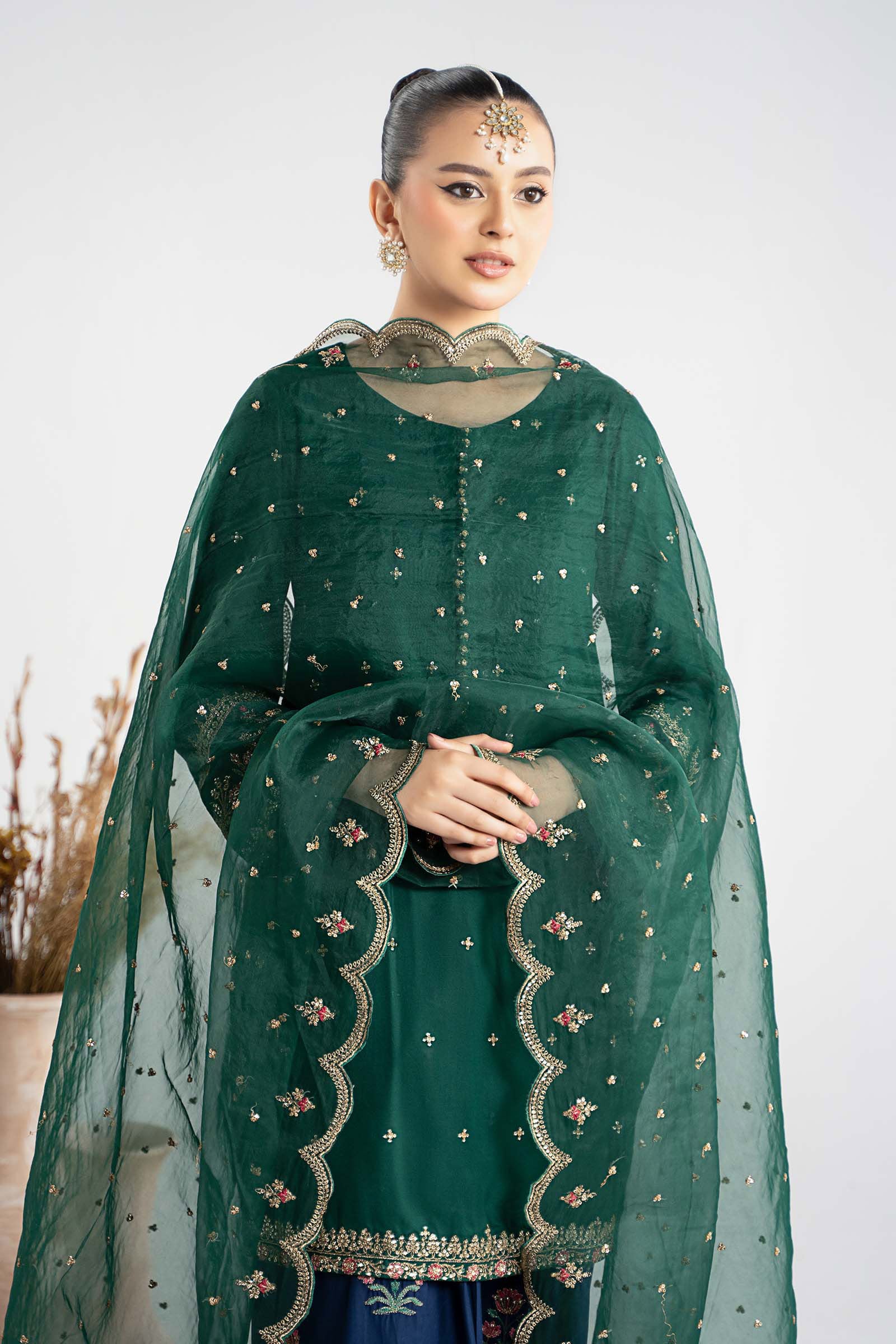 Maria B | Luxury Winter Pret 25 | DW-W25-27-Green - Official Maria B stockist in UK - Sakeena London