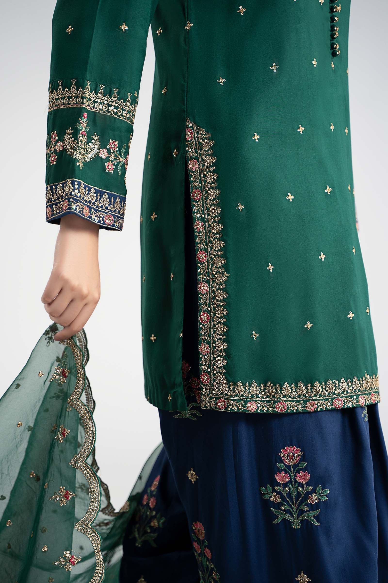 Maria B | Luxury Winter Pret 25 | DW-W25-27-Green - Official Maria B stockist in UK - Sakeena London