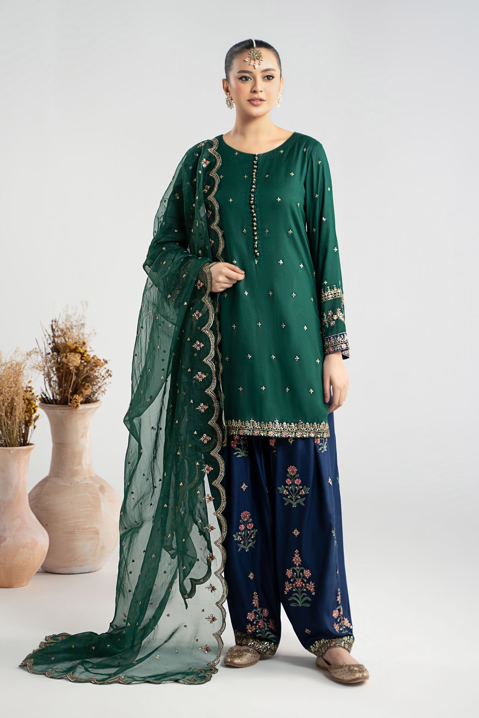 Maria B | Pre Fall Dresses | 3 Piece Embroidered Linen Suit ZC - Official Maria B stockist in UK - Sakeena London