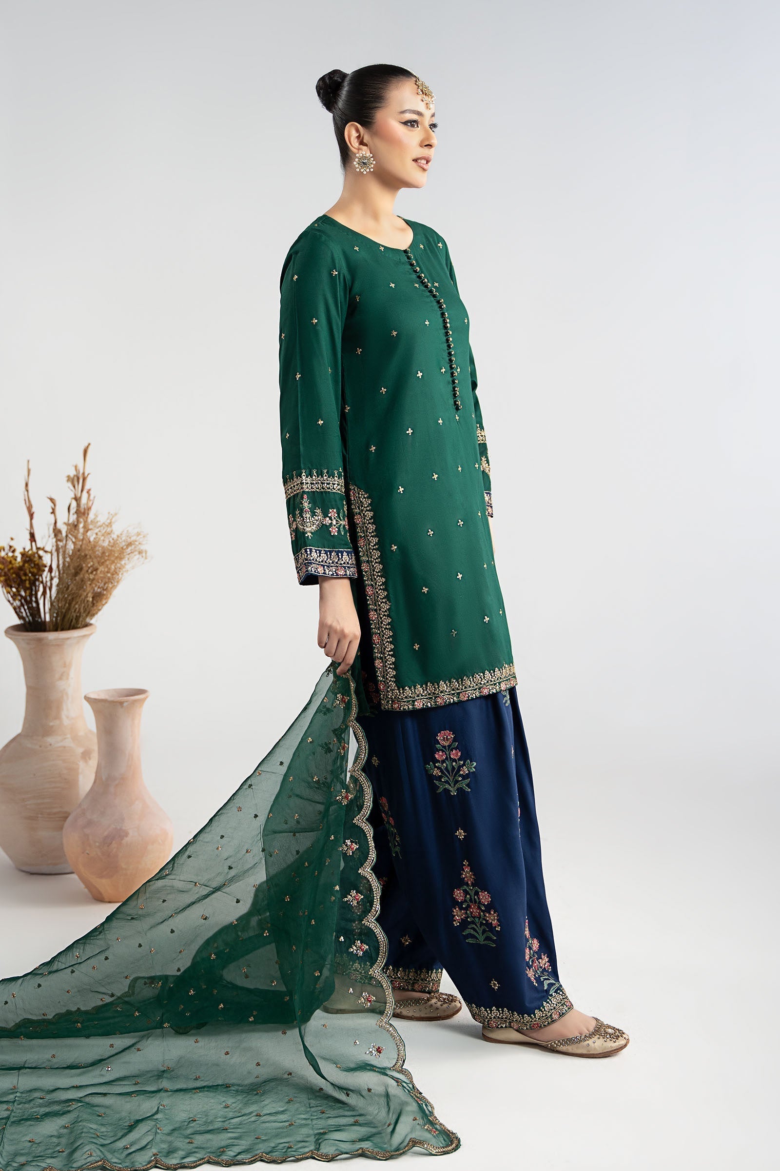 Maria B | Luxury Winter Pret 25 | DW-W25-27-Green - Official Maria B stockist in UK - Sakeena London