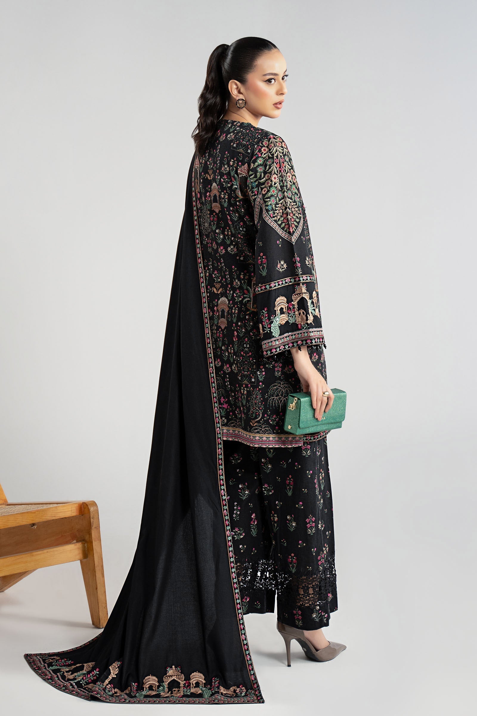 Maria B | Pre Fall Dresses | 3 Piece Embroidered Khaddar Suit ZF - Official Maria B stockist in UK - Sakeena London