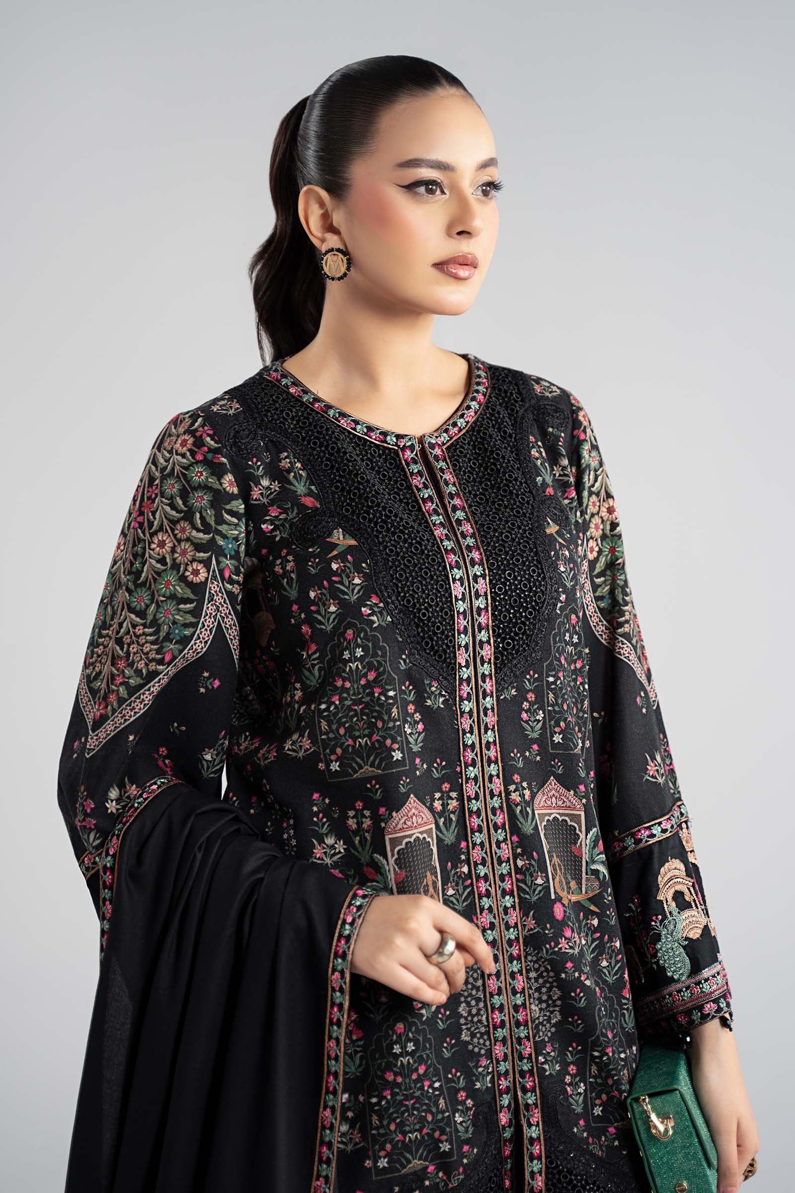 Maria B | Pre Fall Dresses | 3 Piece Embroidered Khaddar Suit ZF - Official Maria B stockist in UK - Sakeena London