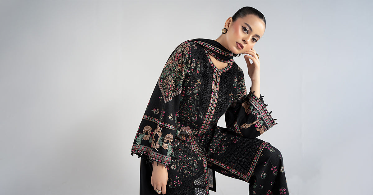 Maria B | Luxury Winter Pret 25 | DW-W25-35-Black - Official Maria B stockist in UK - Sakeena London