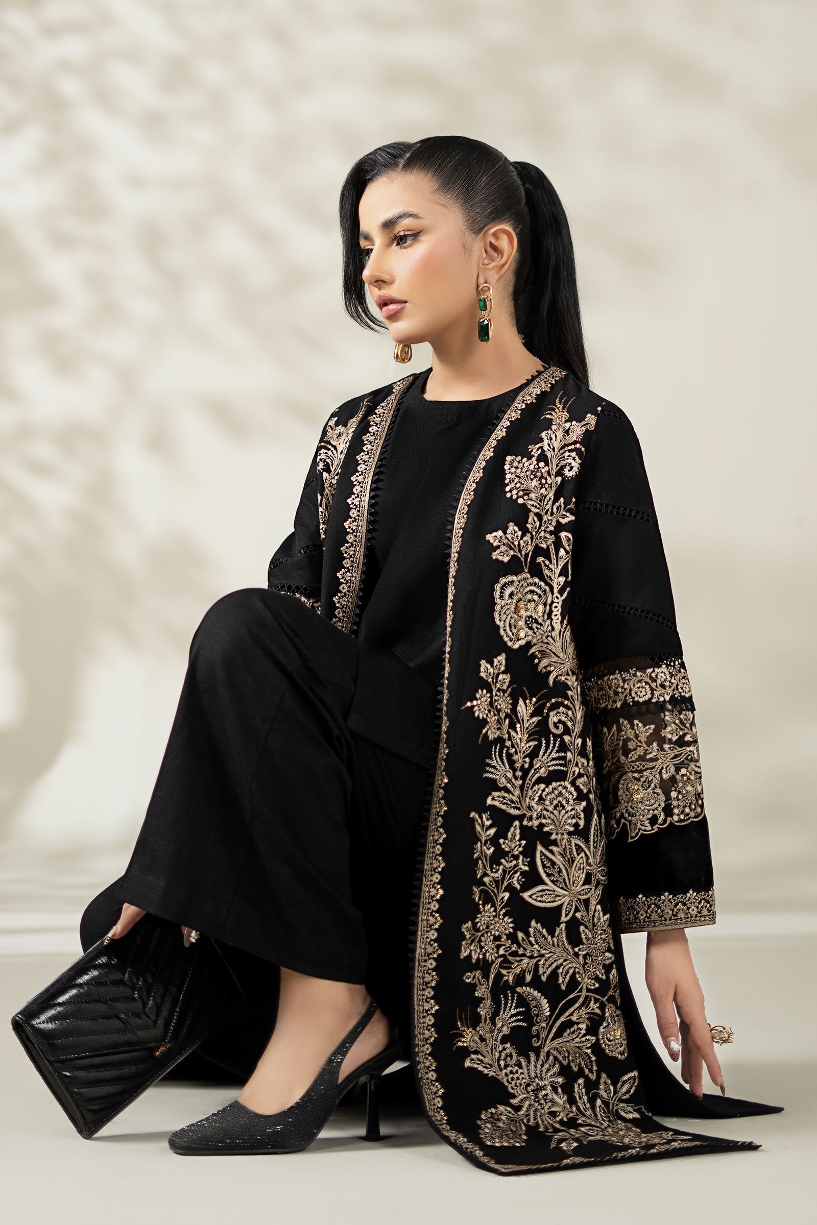 Maria B | Pre Fall Dresses | 3 Piece Embroidered Khaddar Suit ZG - Official Maria B stockist in UK - Sakeena London