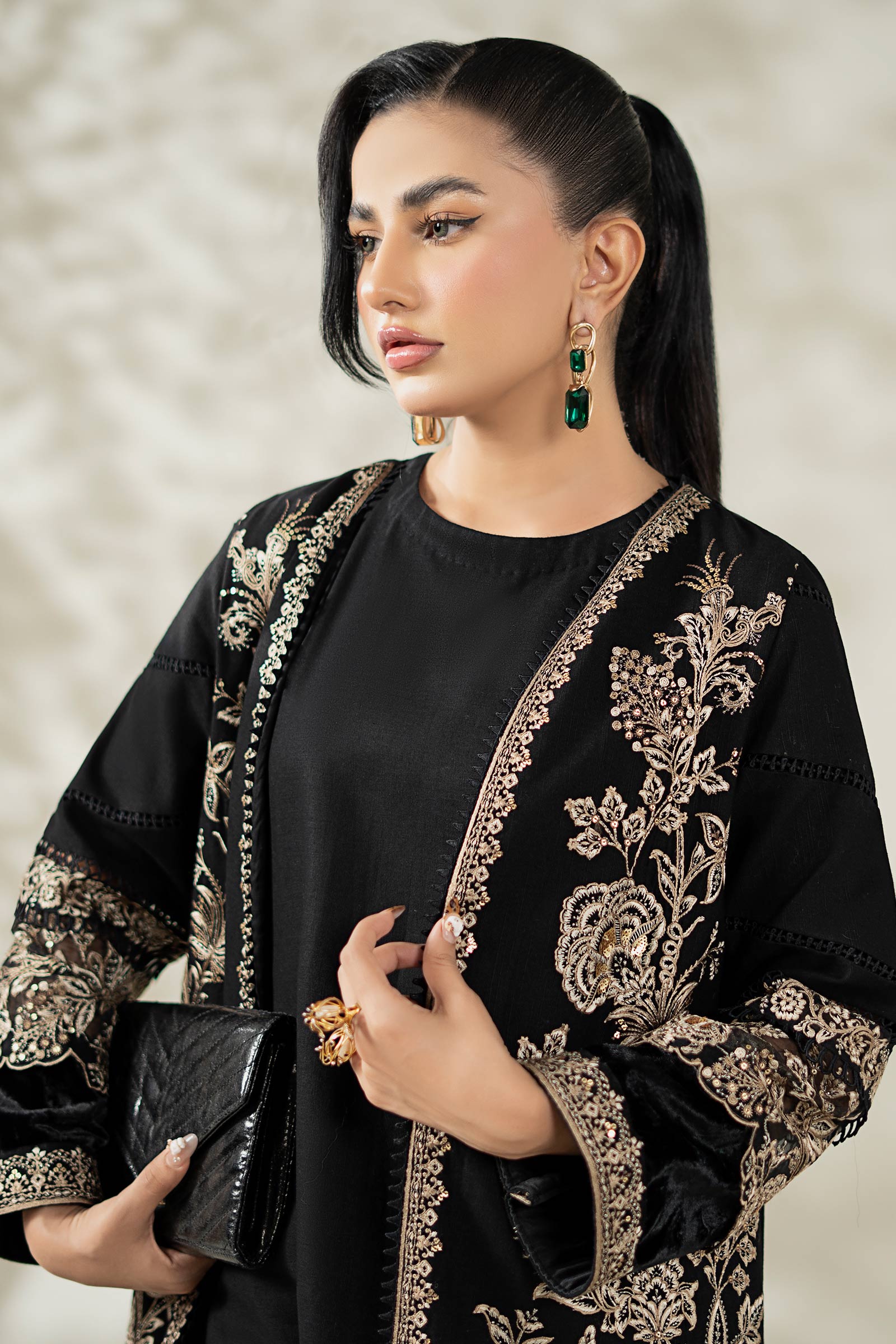 Maria B | Pre Fall Dresses | 3 Piece Embroidered Khaddar Suit ZG - Official Maria B stockist in UK - Sakeena London