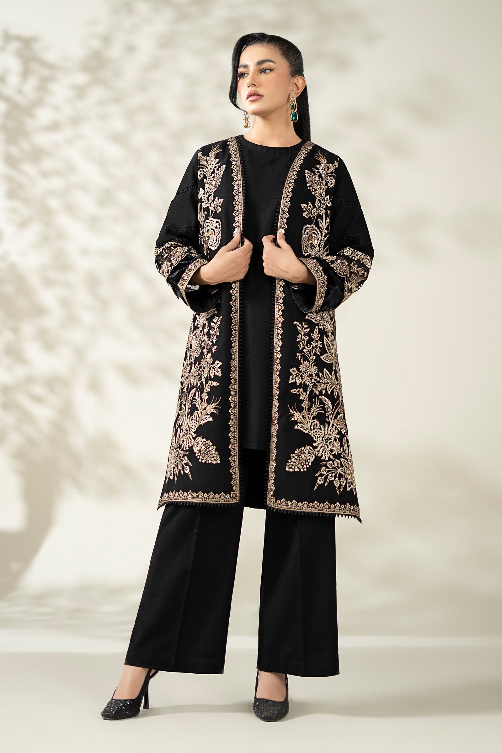 Maria B | Pre Fall Dresses | 3 Piece Embroidered Khaddar Suit ZG - Official Maria B stockist in UK - Sakeena London