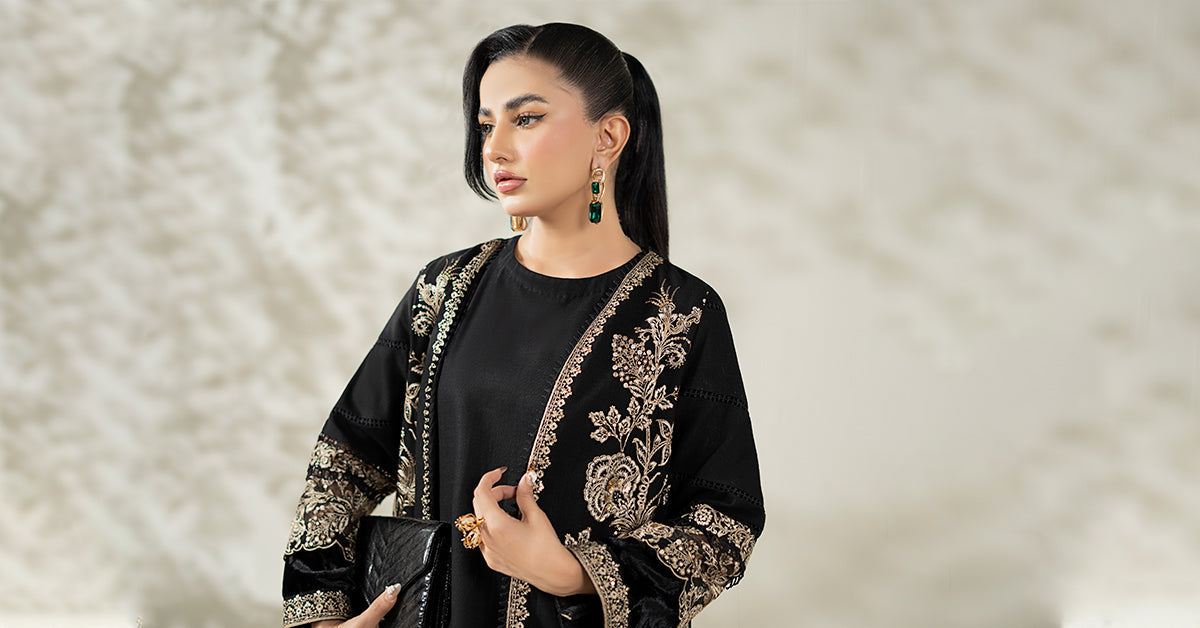 Maria B | Luxury Winter Pret 25 | DW-W25-43-Black - Official Maria B stockist in UK - Sakeena London