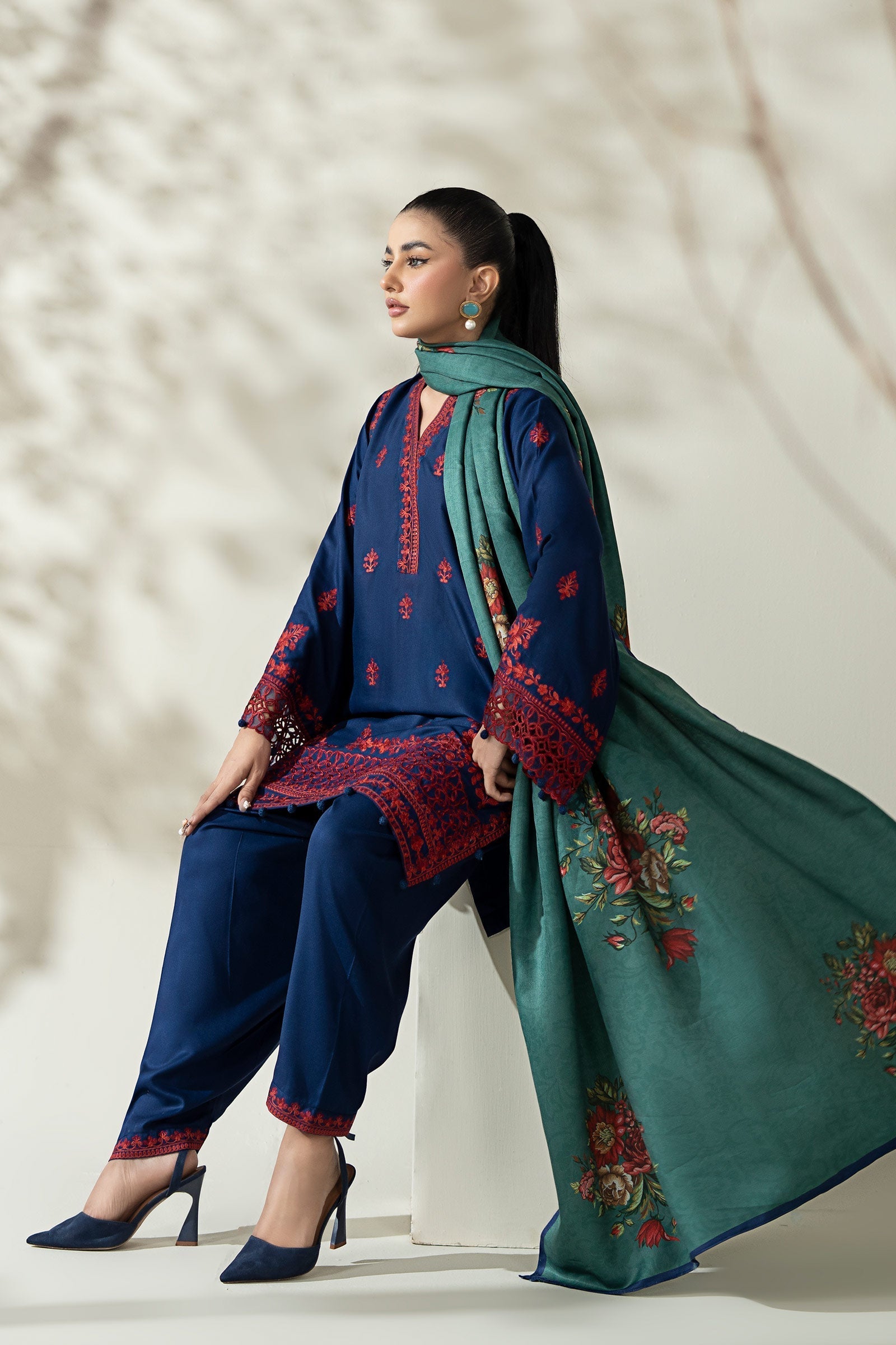 Maria B | Luxury Winter Pret 25 | DW-W25-46-Blue - Official Maria B stockist in UK - Sakeena London