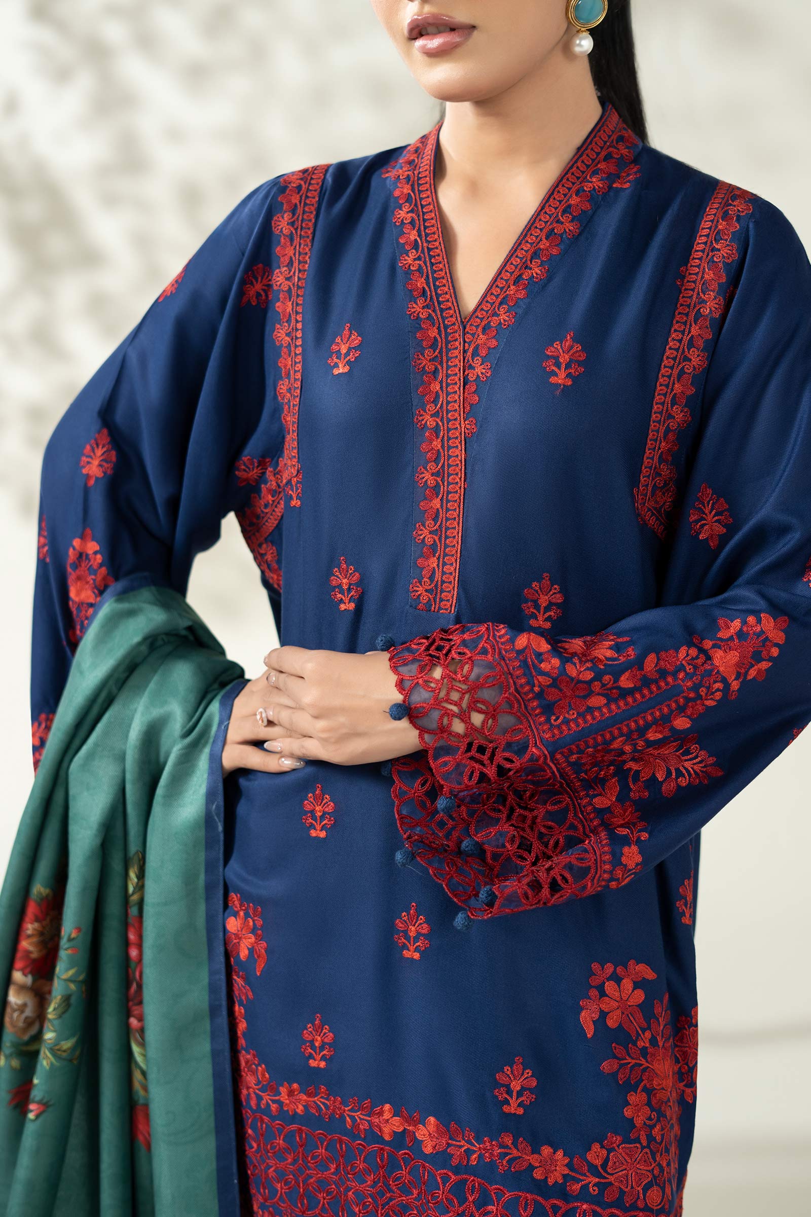 Maria B | Luxury Winter Pret 25 | DW-W25-46-Blue - Official Maria B stockist in UK - Sakeena London