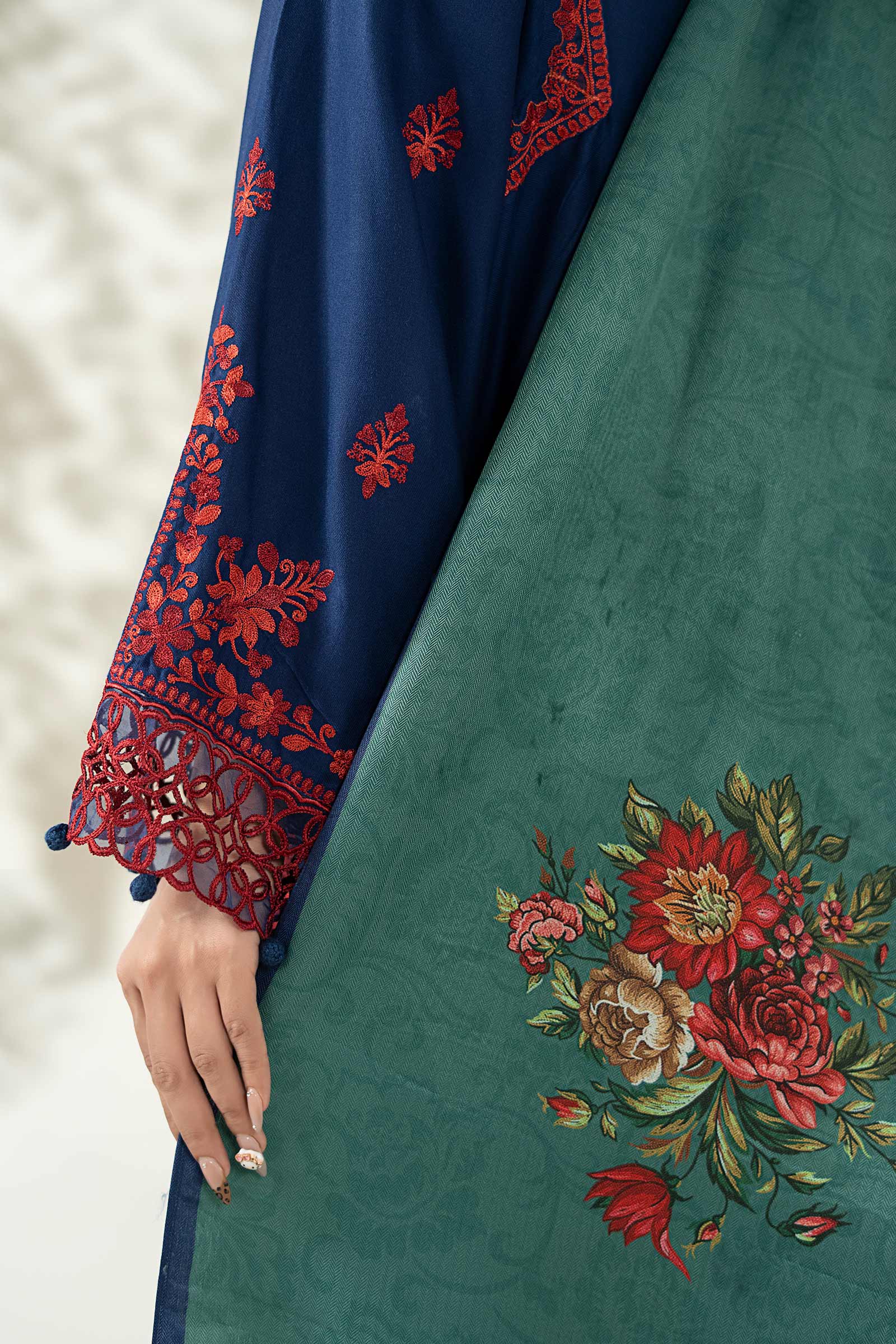 Maria B | Luxury Winter Pret 25 | DW-W25-46-Blue - Official Maria B stockist in UK - Sakeena London