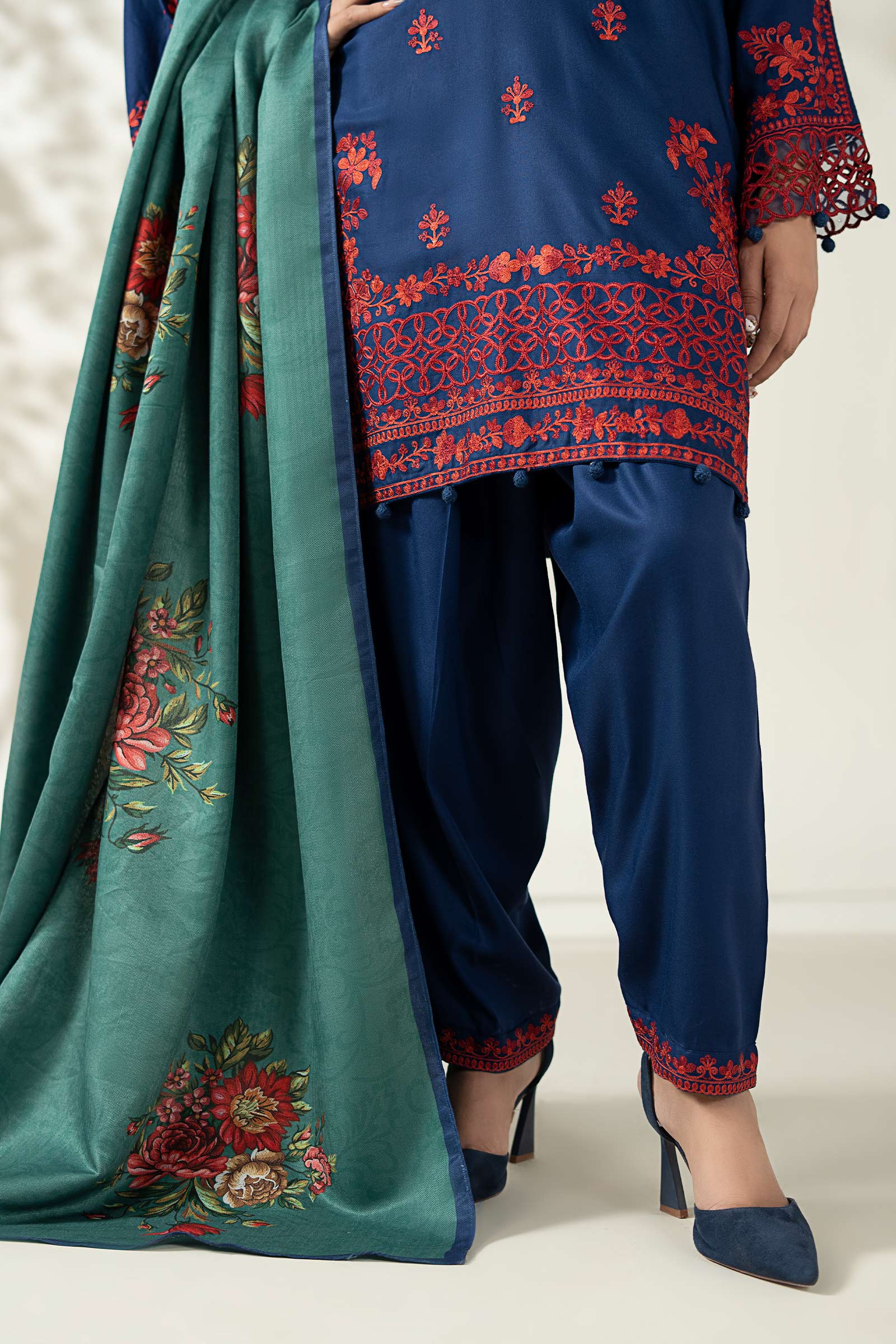 Maria B | Luxury Winter Pret 25 | DW-W25-46-Blue - Official Maria B stockist in UK - Sakeena London
