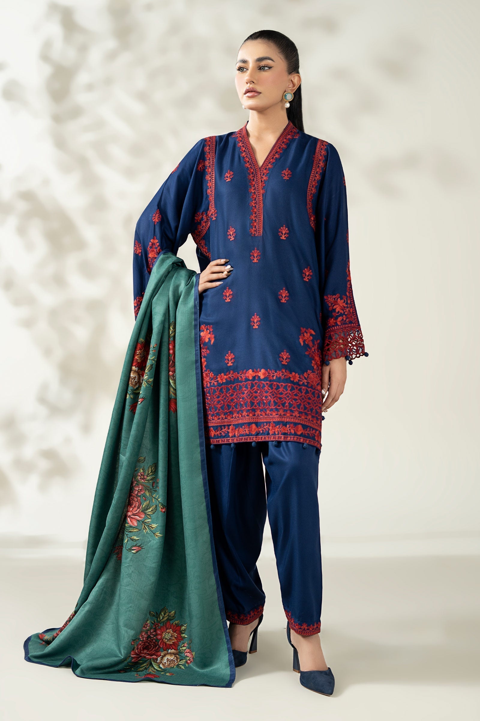 Maria B | Luxury Winter Pret 25 | DW-W25-46-Blue - Official Maria B stockist in UK - Sakeena London