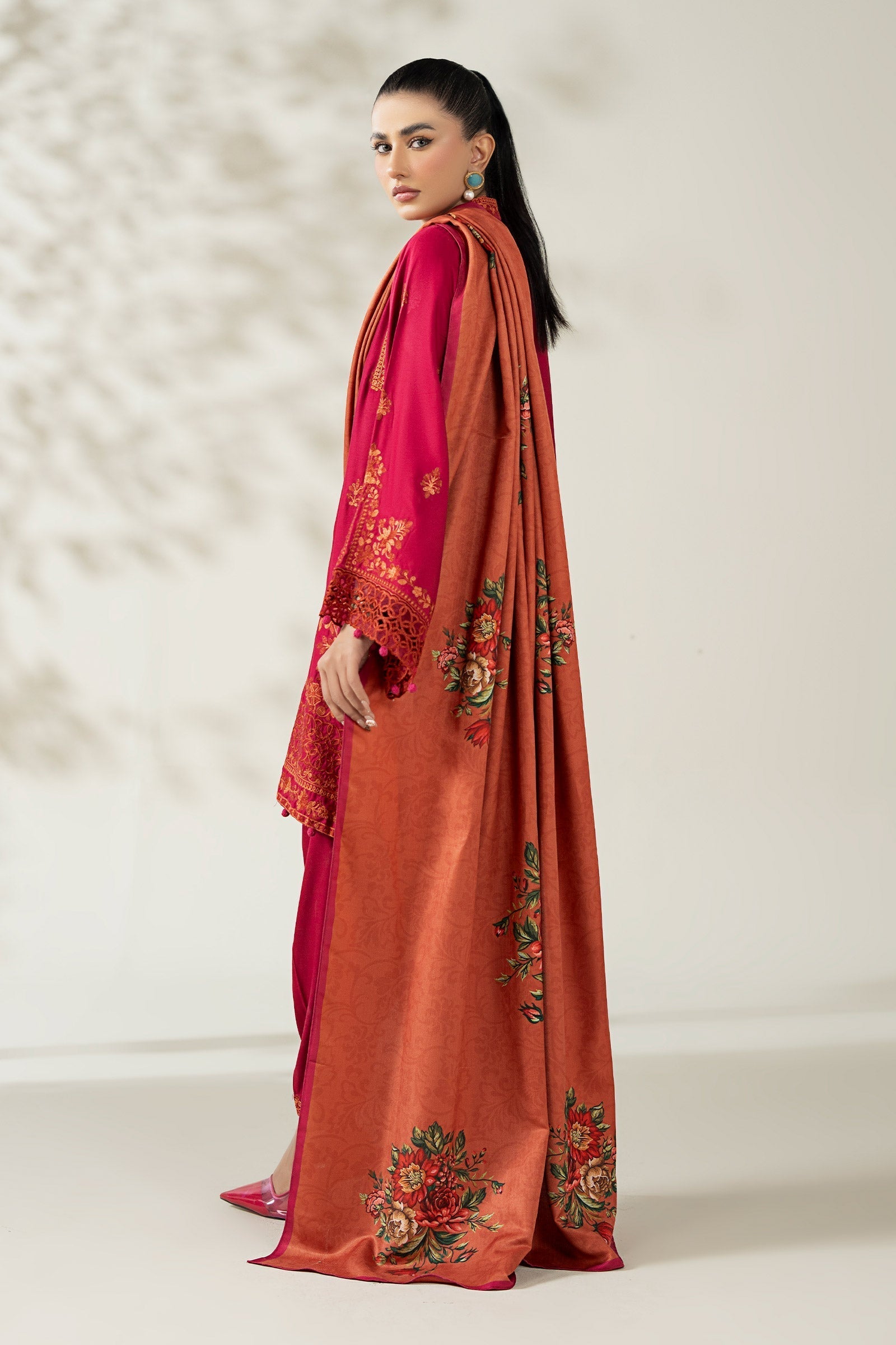 Maria B | Luxury Winter Pret 25 | DW-W25-46-Hot Pink - Official Maria B stockist in UK - Sakeena London