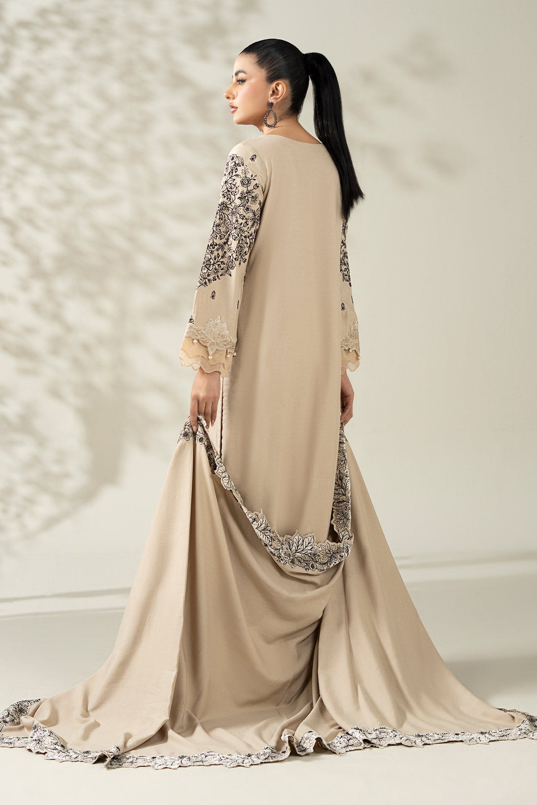 Maria B | Luxury Winter Pret 25 | DW-W25-47-BEIGE - Official Maria B stockist in UK - Sakeena London