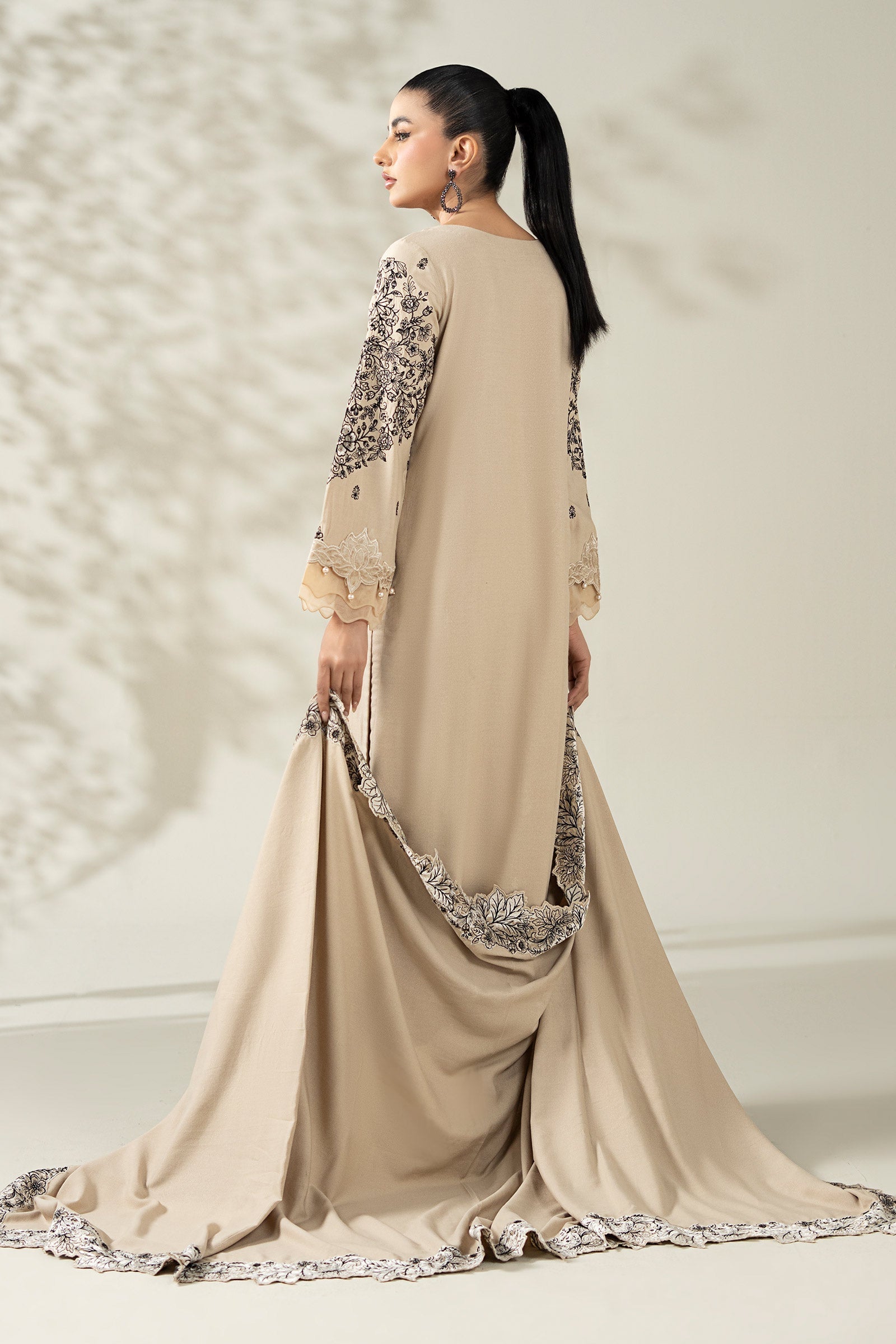 Maria B | Luxury Winter Pret 25 | DW-W25-47-BEIGE - Official Maria B stockist in UK - Sakeena London