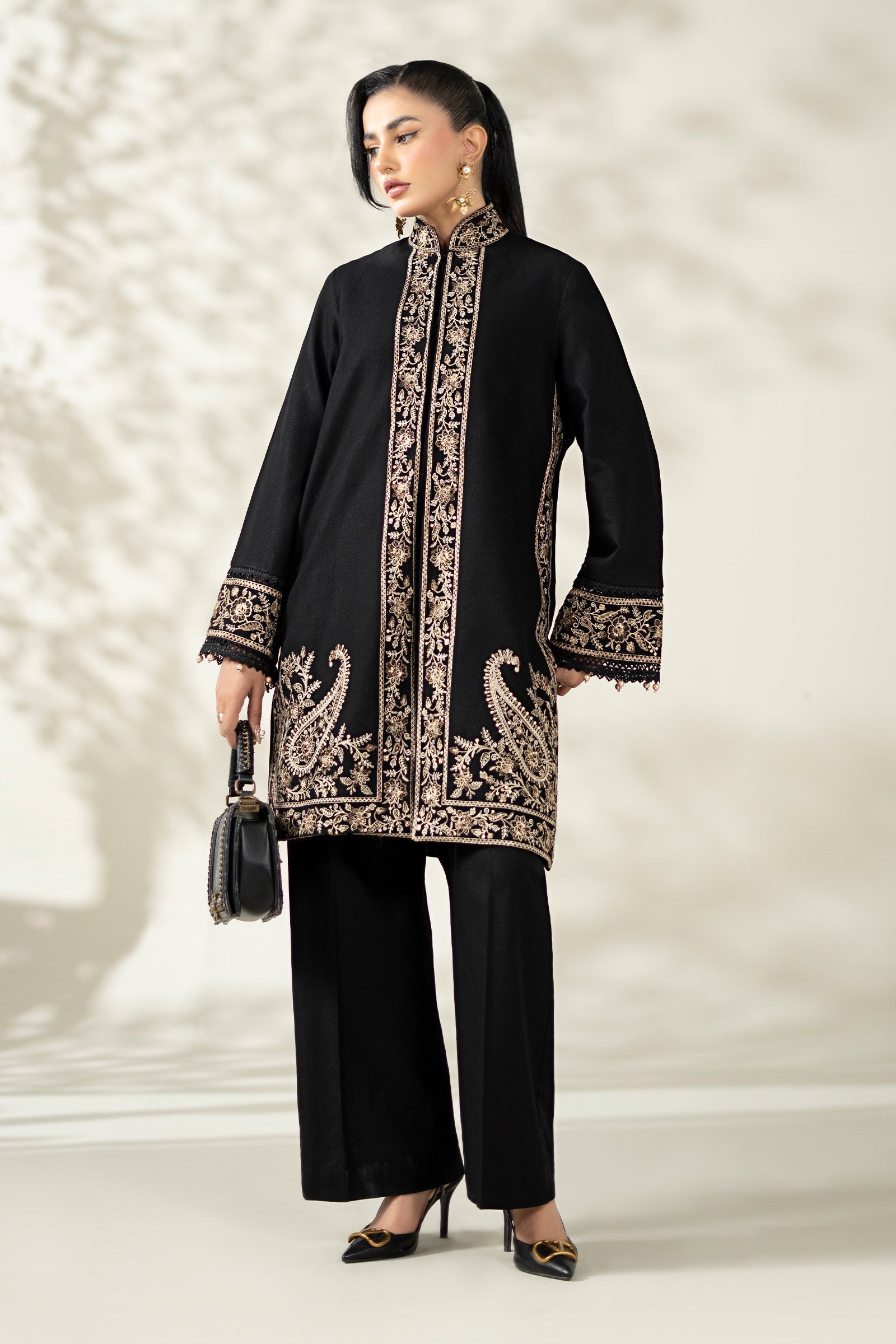 Maria B | Luxury Winter Pret 25 | DW-W25-49-Black - Official Maria B stockist in UK - Sakeena London