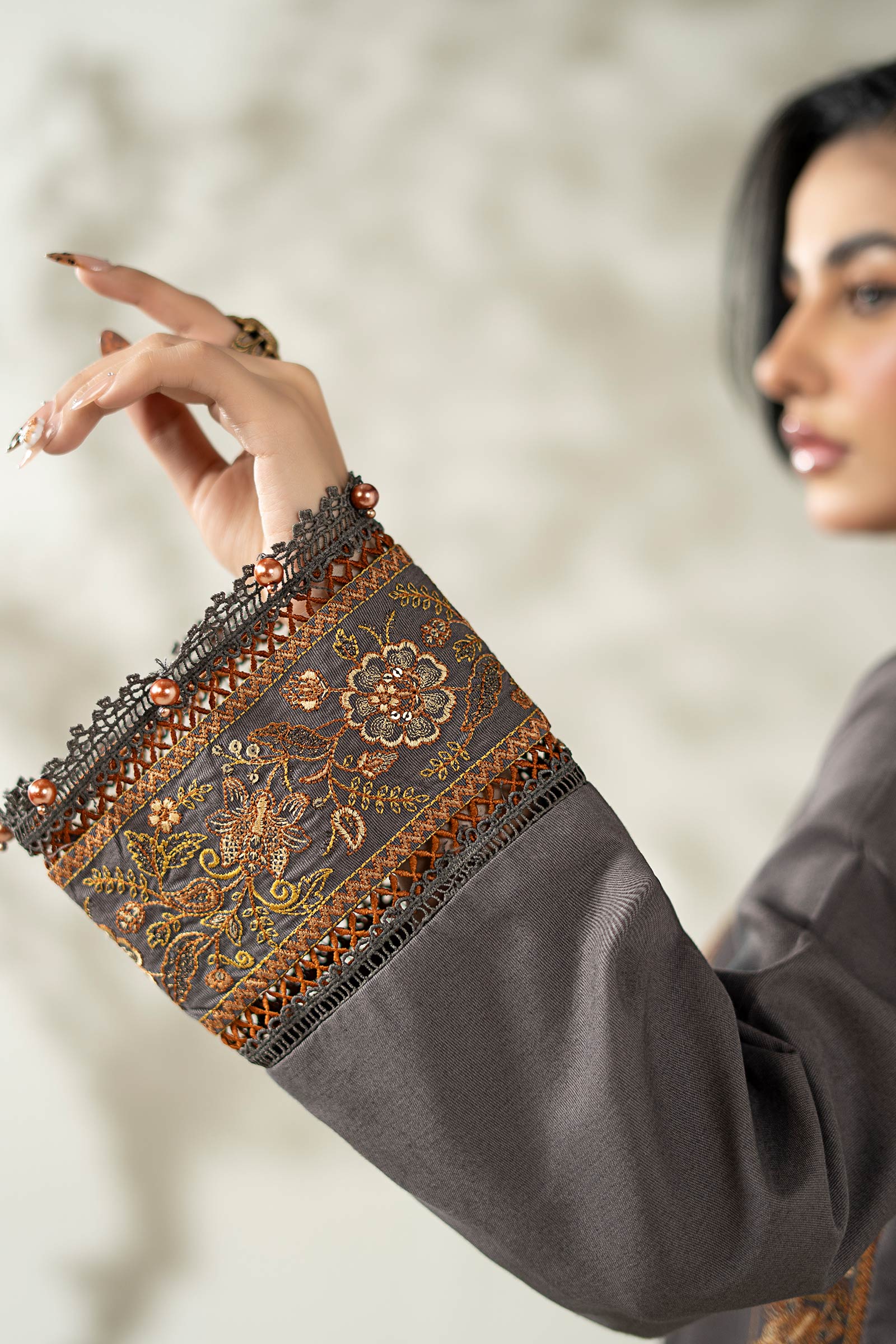 Maria B | Luxury Winter Pret 25 | DW-W25-49-Grey - Official Maria B stockist in UK - Sakeena London