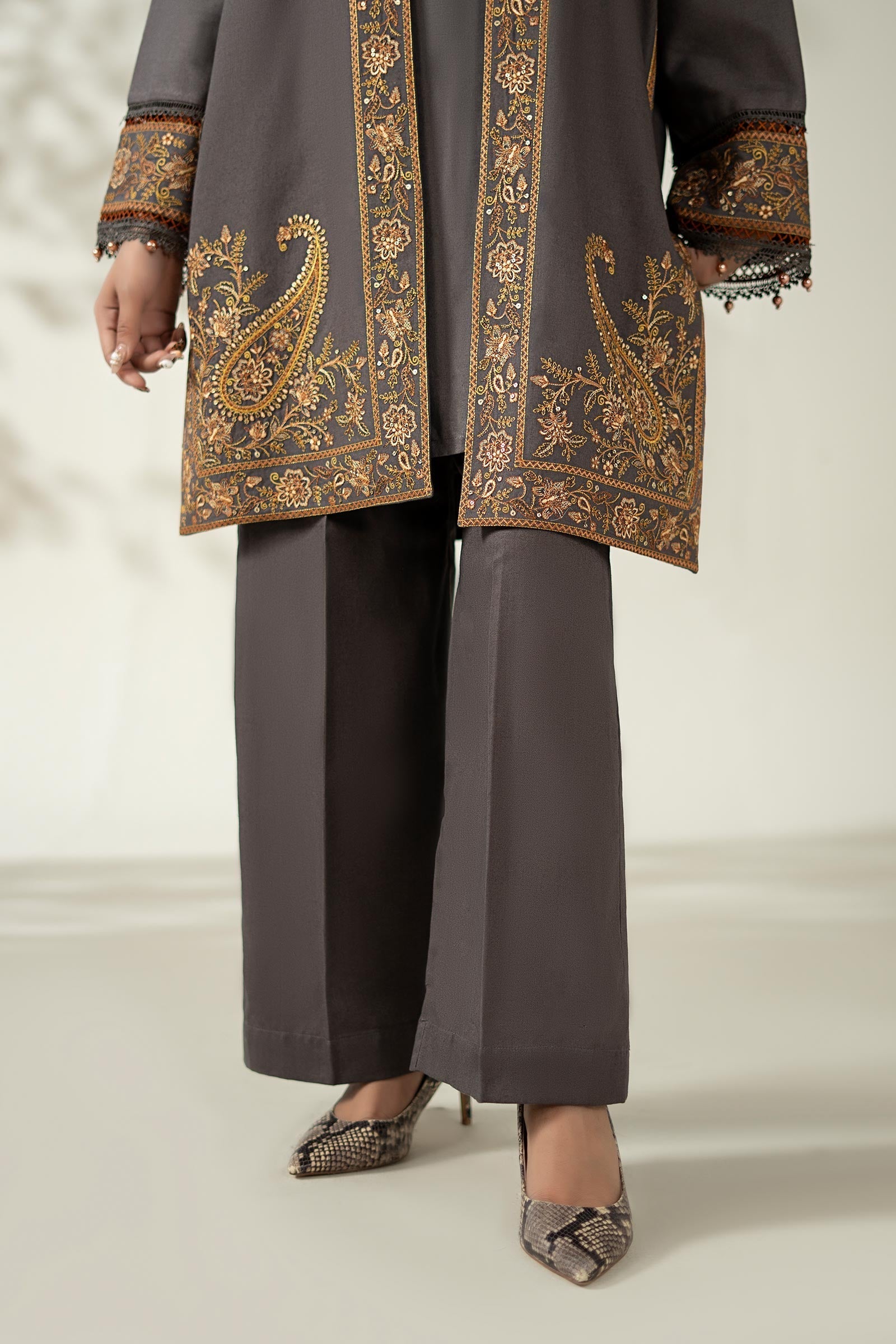 Maria B | Luxury Winter Pret 25 | DW-W25-49-Grey - Official Maria B stockist in UK - Sakeena London