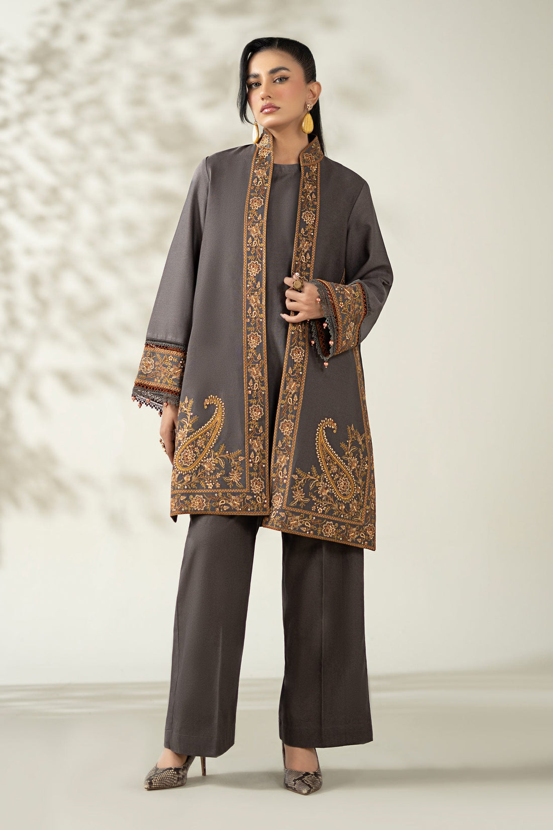 Maria B | Pre Fall Dresses | 3 Piece Embroidered Khaddar Suit ZZ - Official Maria B stockist in UK - Sakeena London