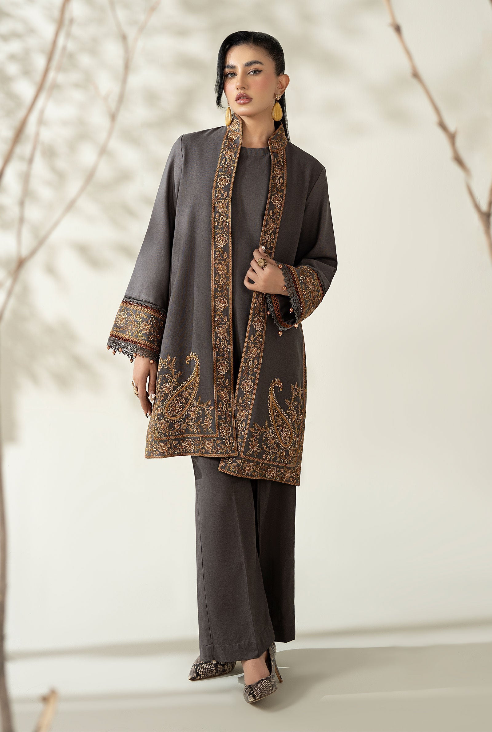 Maria B | Luxury Winter Pret 25 | DW-W25-49-Grey - Official Maria B stockist in UK - Sakeena London