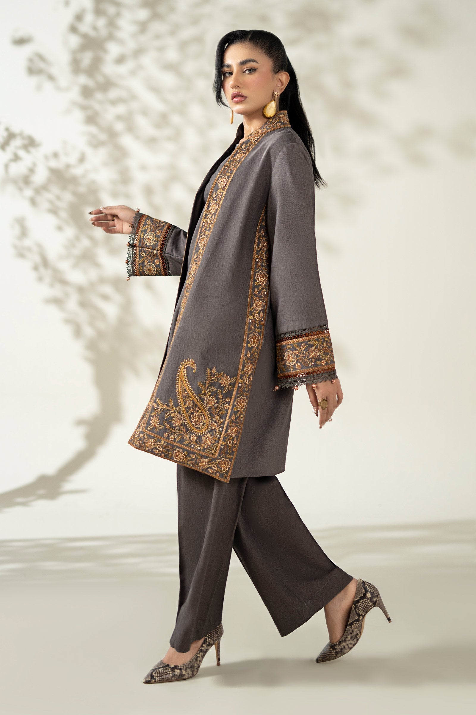 Maria B | Luxury Winter Pret 25 | DW-W25-49-Grey - Official Maria B stockist in UK - Sakeena London