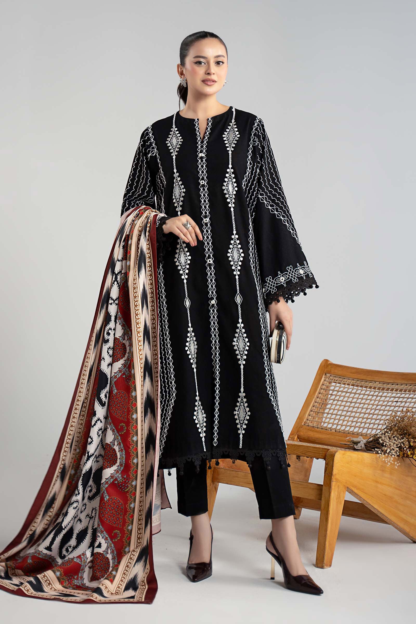 Maria B | Luxury Winter Pret 25 | DW-W25-51-Black - Official Maria B stockist in UK - Sakeena London