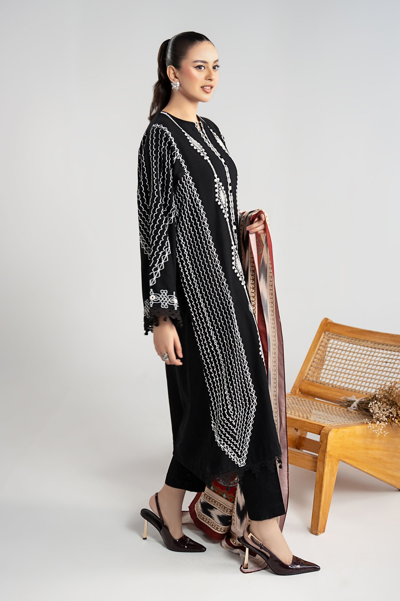 Maria B | Luxury Winter Pret 25 | DW-W25-51-Black - Official Maria B stockist in UK - Sakeena London