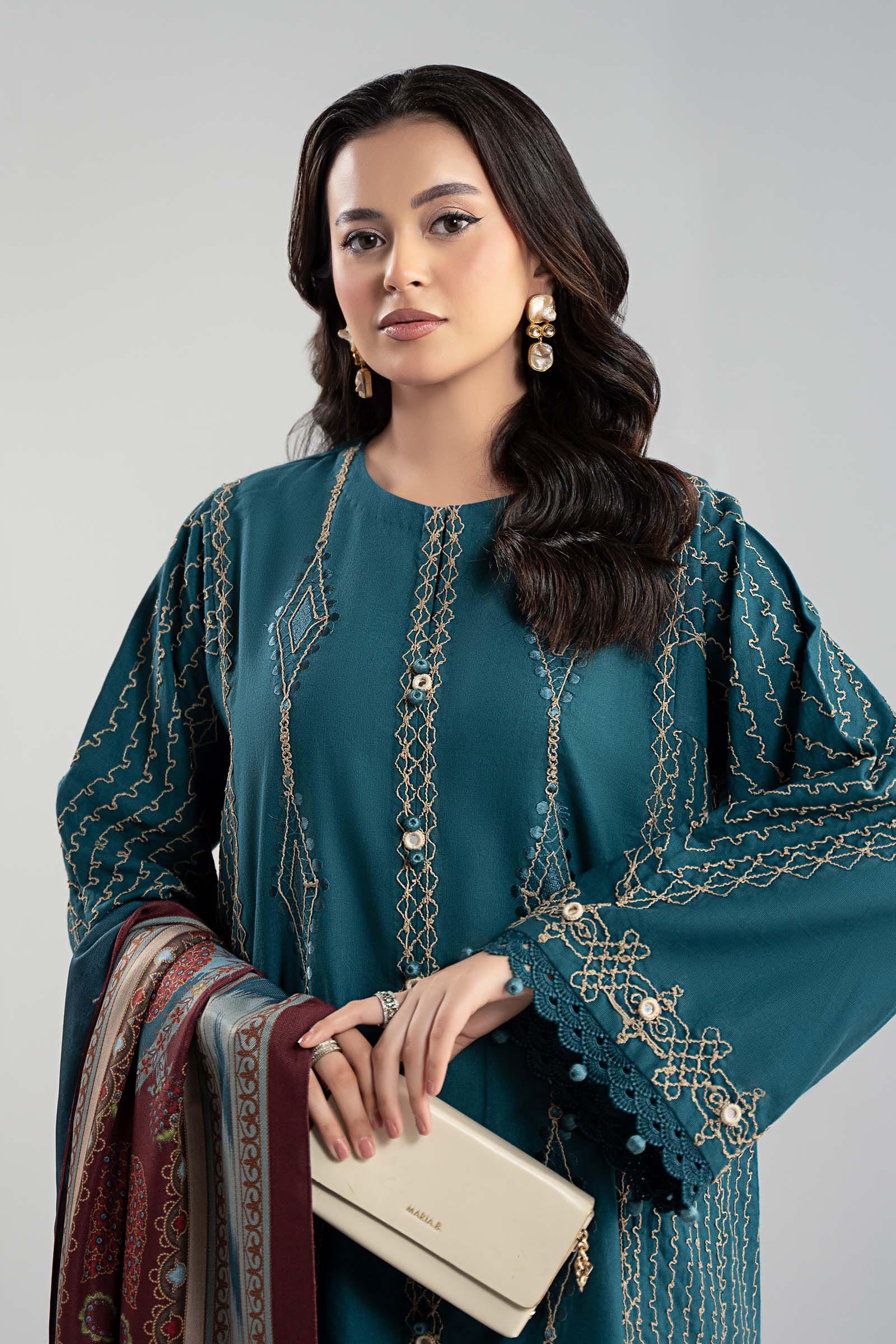 Maria B | Luxury Winter Pret 25 | DW-W25-51-Blue - Official Maria B stockist in UK - Sakeena London